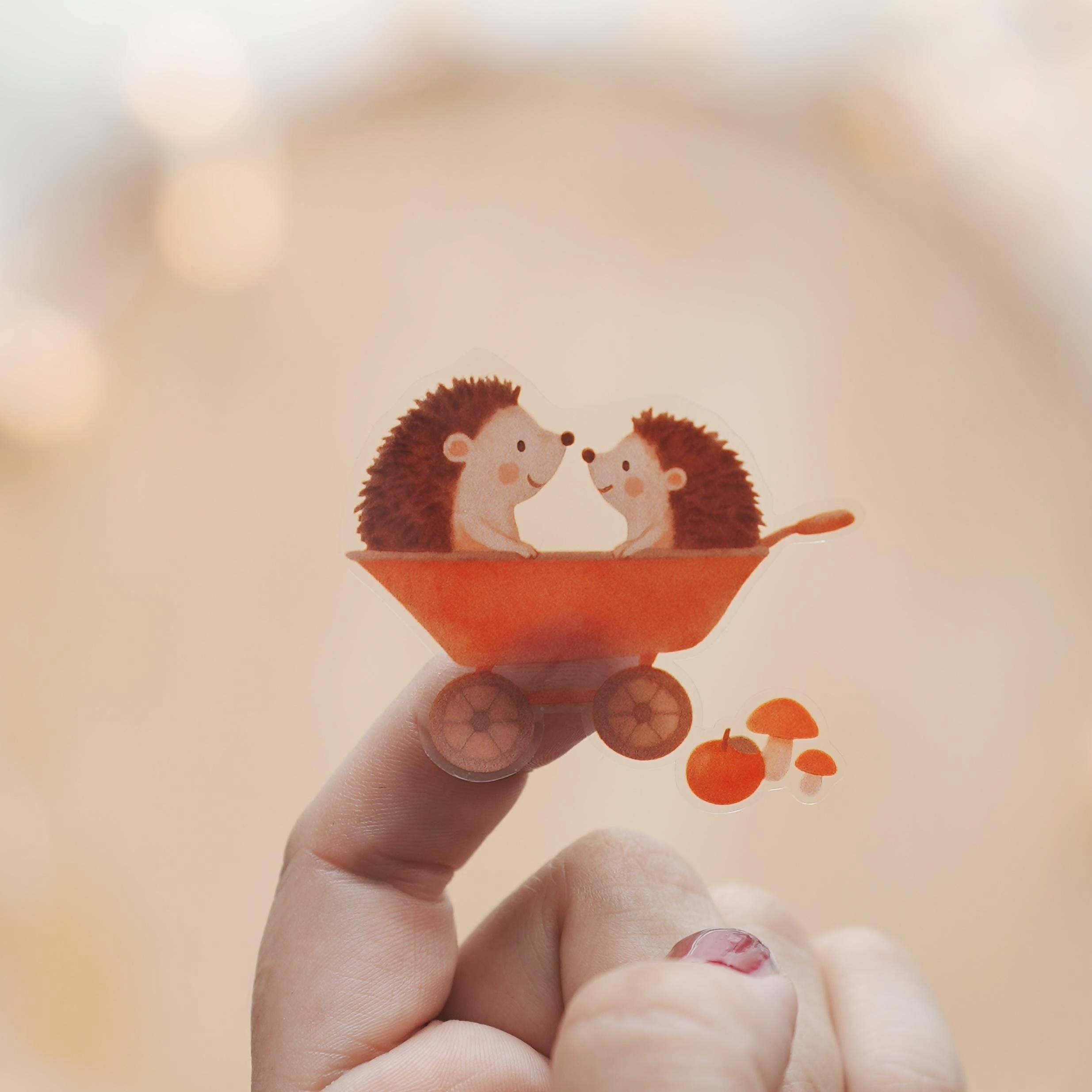 Herbst Sticker Igel & Waldtiere | wasserfeste Aufkleber für Kerzengläser, Windlichter, Spiegel und DIY Herbstdeko – Stickers
