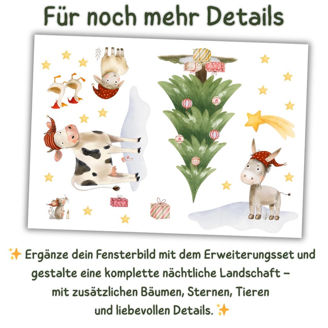 Fensterbild Weihnachten Traktor - Statisch haftend & wiederverwendbar – Weihnachtsdeko Fenster Bauernhof – Grüner Traktor mit Geschenken –