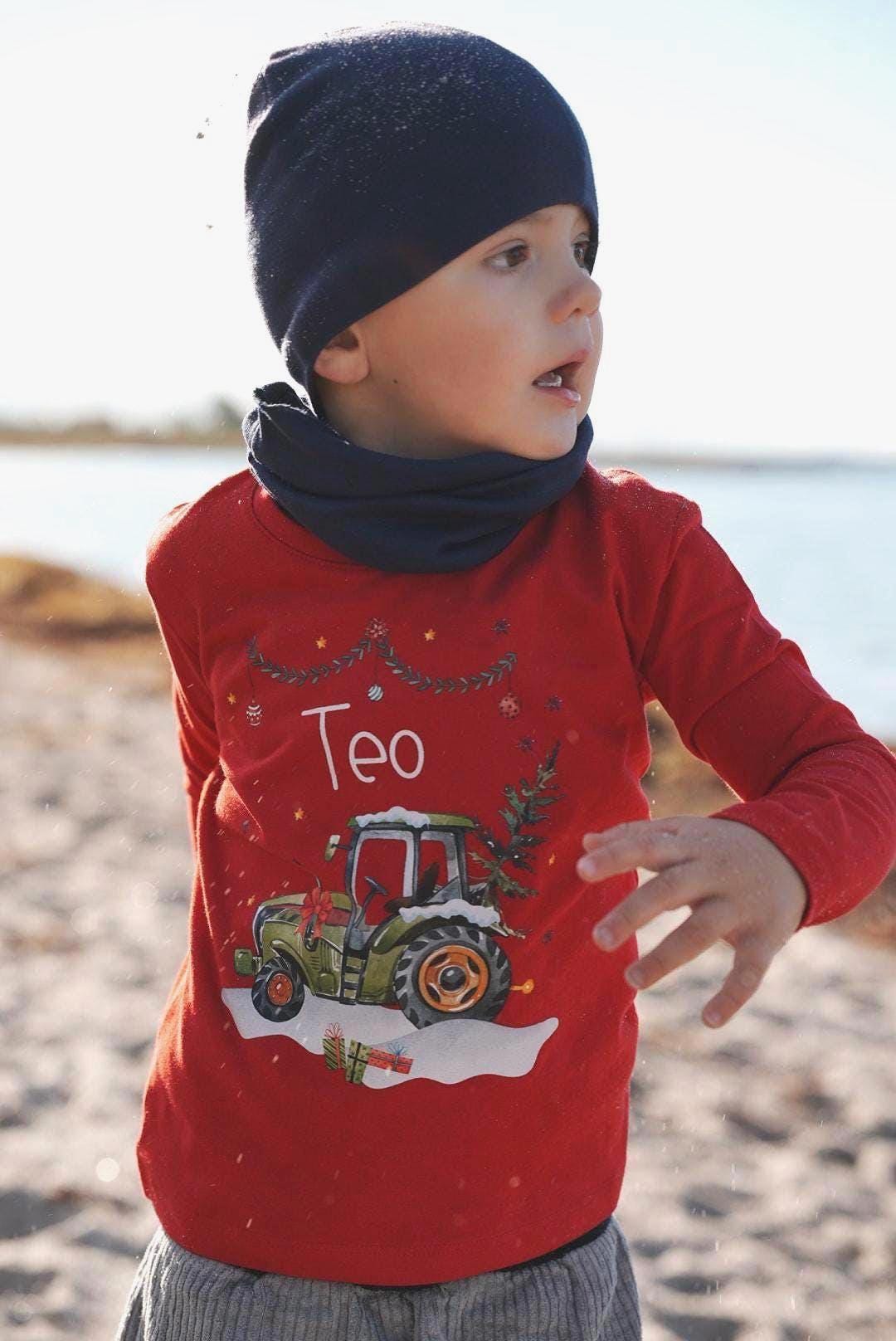 Weihnachtsshirt Traktor – personalisiertes Weihnachtsoutfit mit Name – Trecker Shirt für n & – Langarmshirt Weihnachten – T-shirts