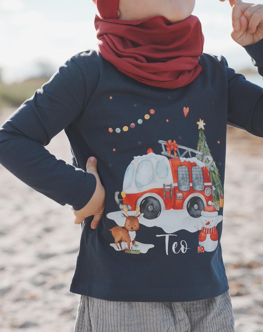 Feuerwehr Weihnachts Shirt – personalisiertes Langarmshirt mit Name – Nikolaus Shirt n – Weihnachtsshirt Feuerwehr – T-shirts