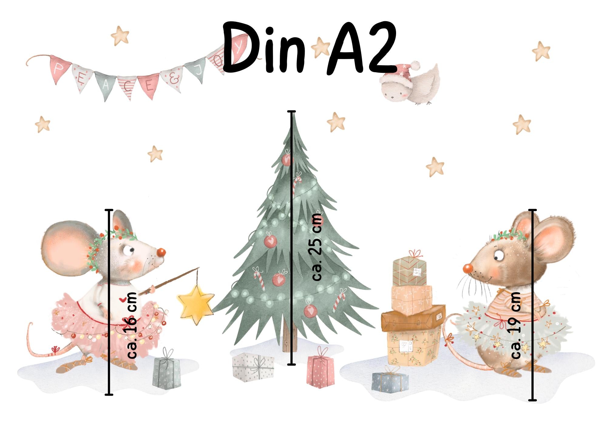 Weihnachtsfensterbild Mäuse – Tannenbaum, Geschenke und Winterdeko – statisch haftend & wiederverwendbar –