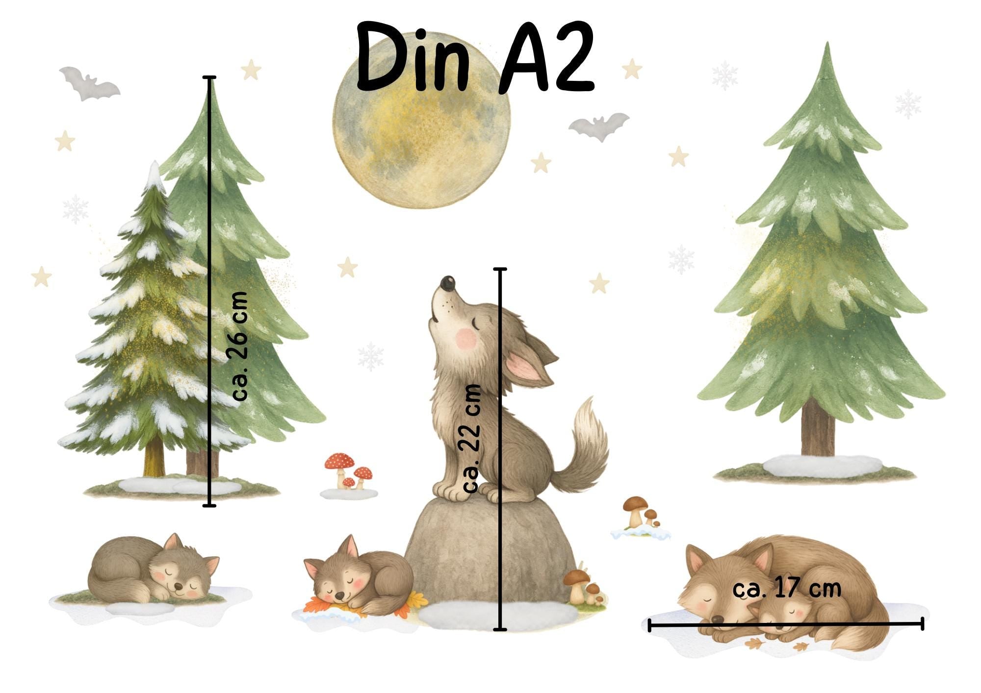 Fensterbild Winterwald mit Wölfen – Waldtier-Deko für zimmer – statisch haftend & wiederverwendbar –