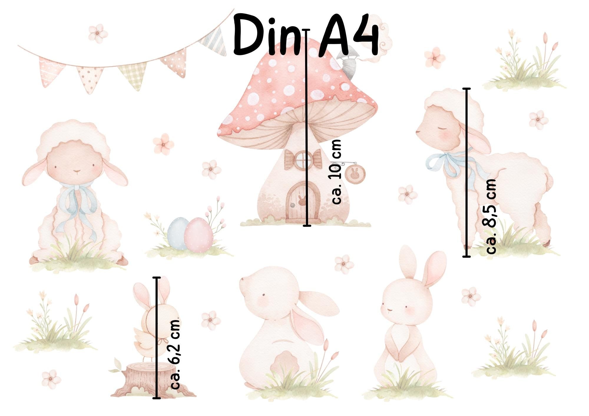 Fensterdeko Frühling – Fensterbild mit Häschen & Möhrenhaus, frühlingshafte Oster-Fensterdeko für Kinderzimmer –