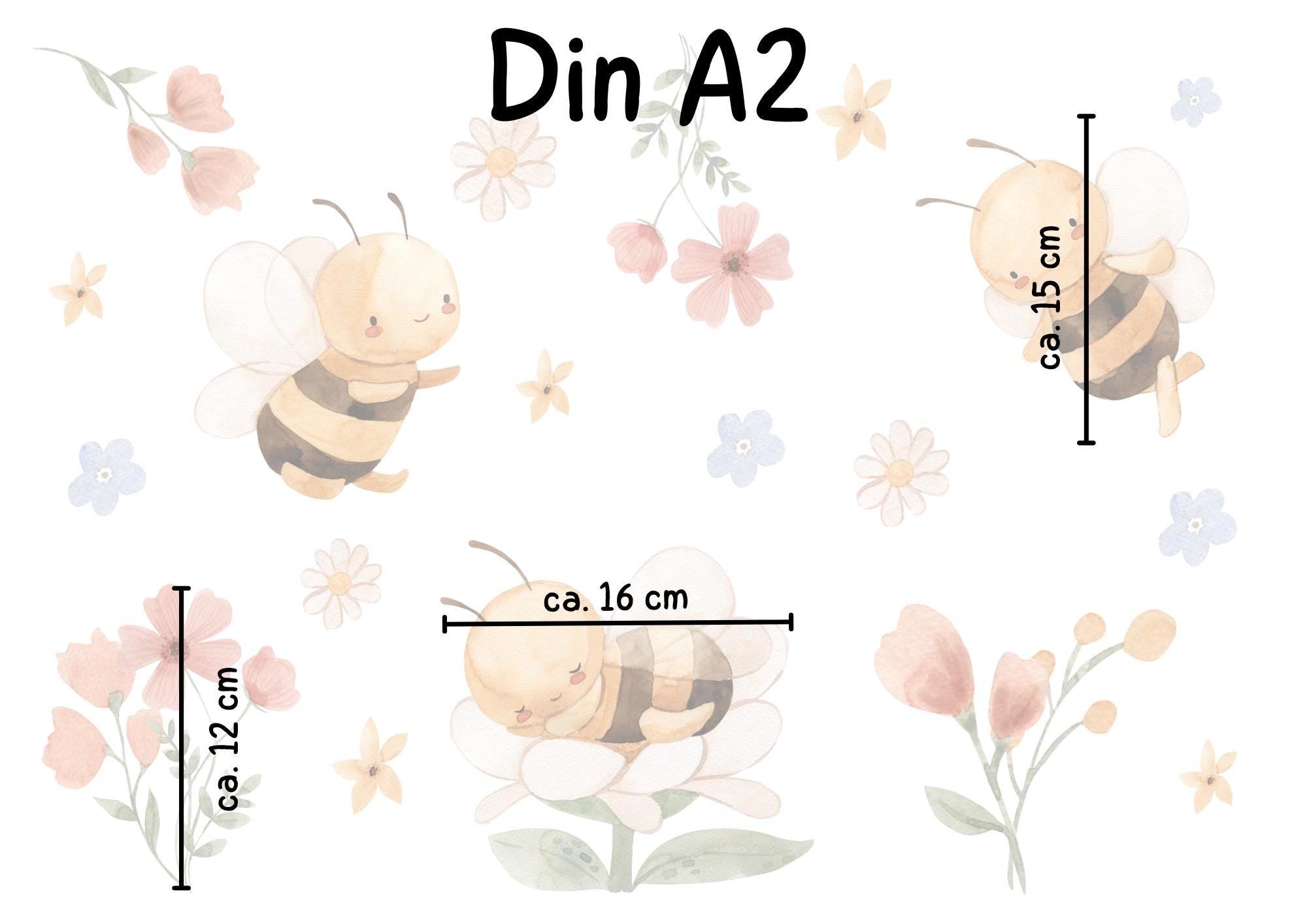 Fensterbild Bienen & Blumen – Frühlingshafte Fensterdeko für , statisch haftend und wiederverwendbar –