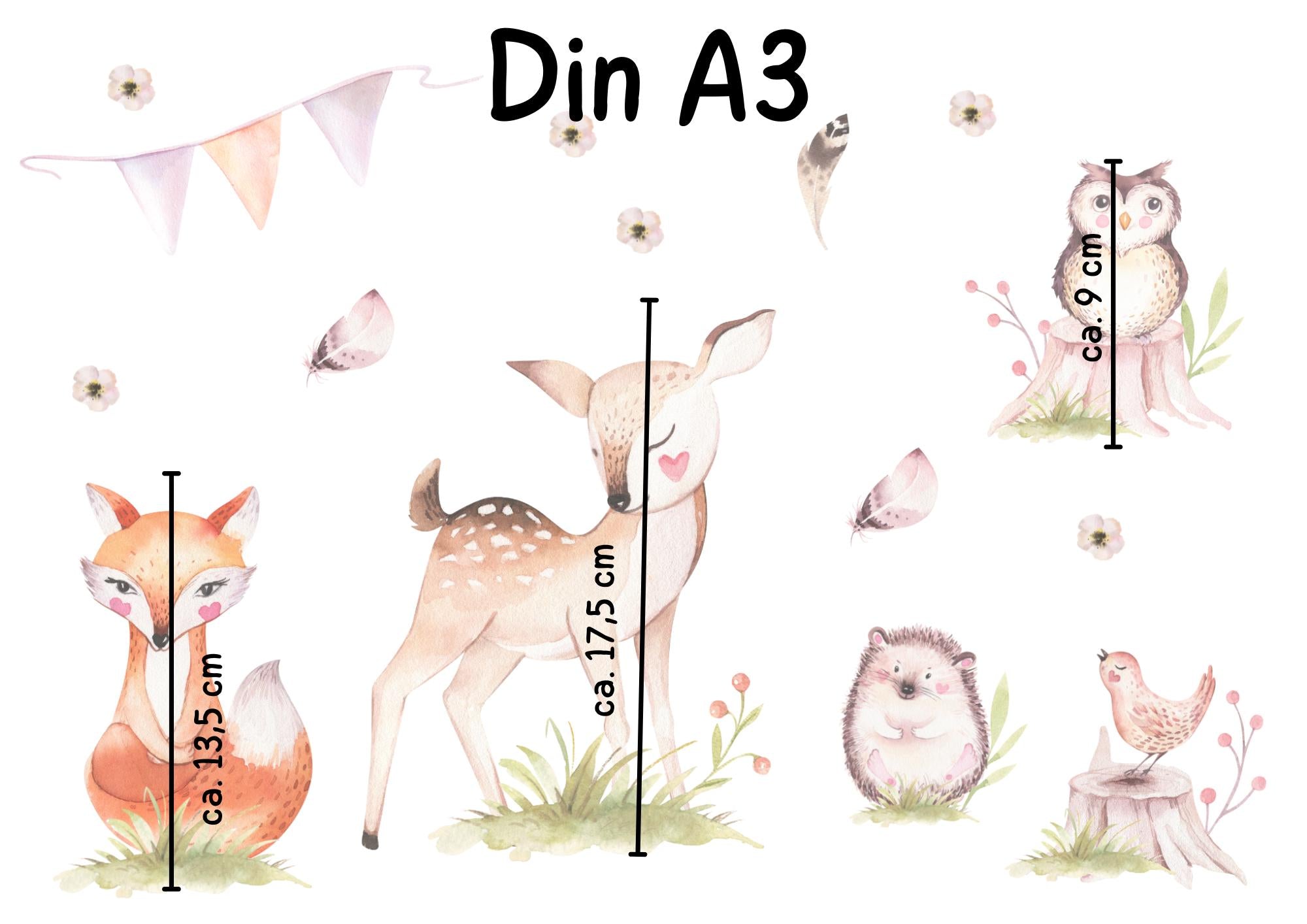 Fensterdeko Frühling – Waldtiere am Fenster, Fuchs, Reh & Eule als Fensterbild –