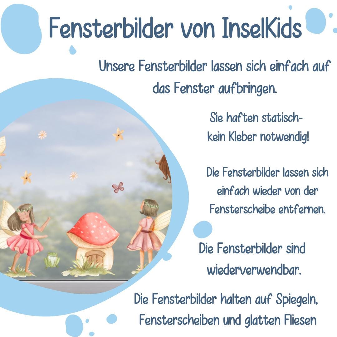 Fensterdeko Frühling – Fensterbild mit Feen, Blumen & Naturmotiven, frühlingshafte Feen-Fensterdeko –