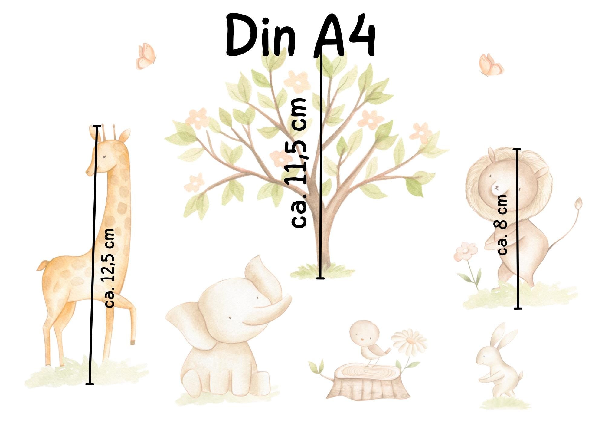 Fensterdeko Frühling – Fensterbild mit Safari-Tieren, Baum & Blumen, frühlingshafte Fensterdeko für Kinderzimmer –