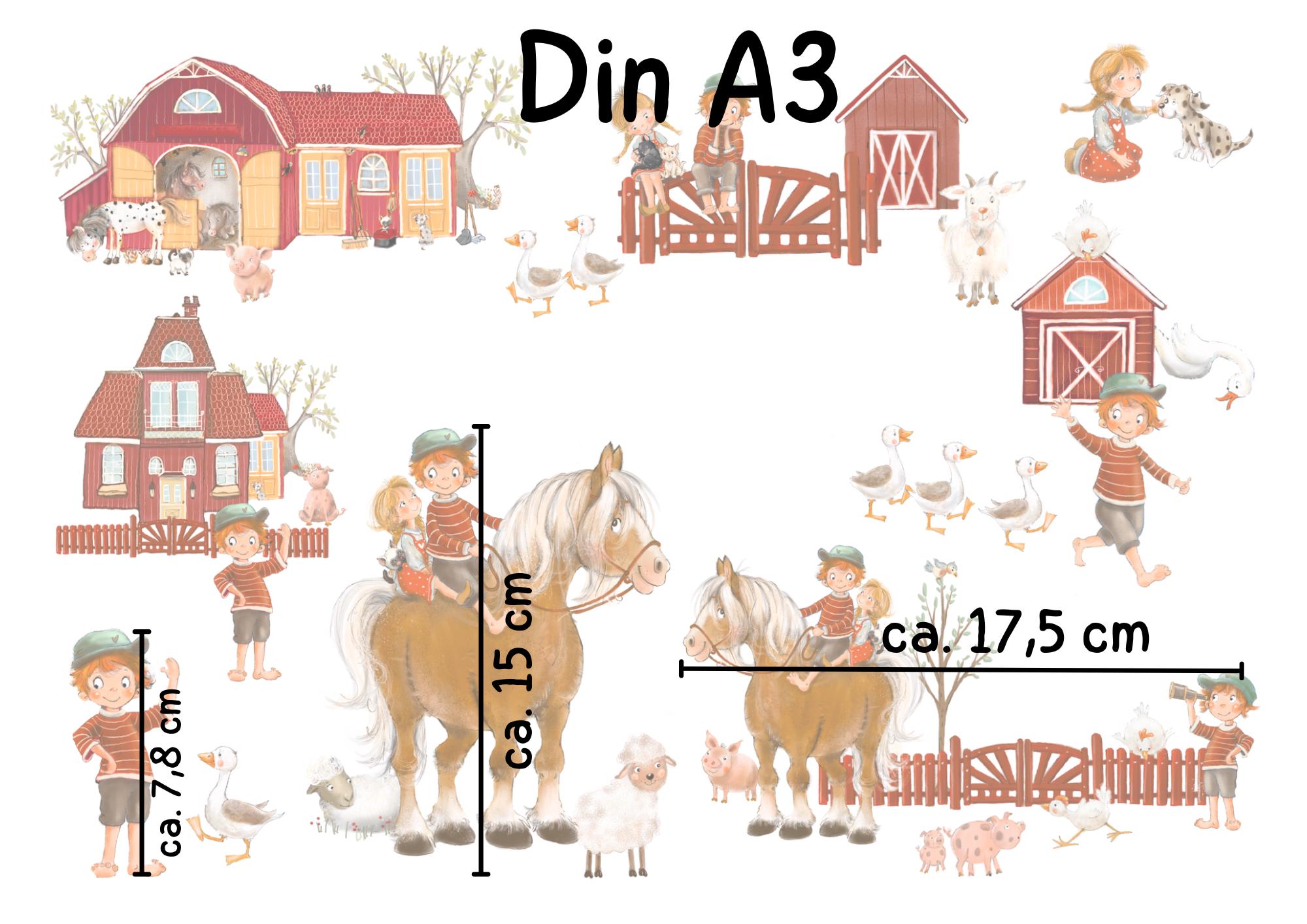 Frühlings-Fensterbilder Bauernhof – statisch haftende Fensterdeko zimmer – Kleiner Lausbub & Bauernhofszene –