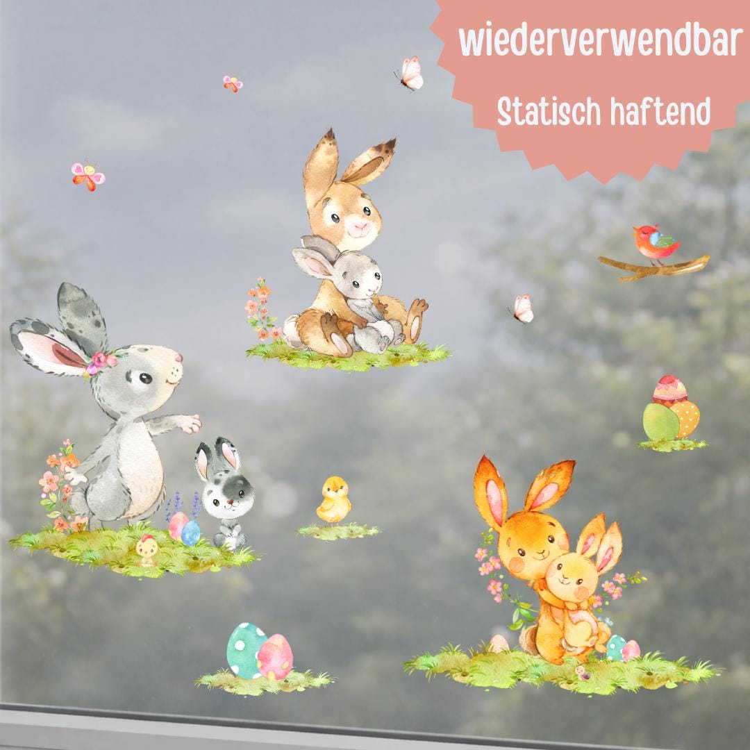 Oster-Fensterbilder Hasen –
