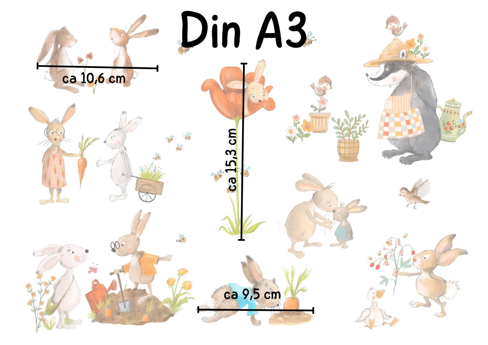 Frühlings-Fensterbilder Hasen im Garten –