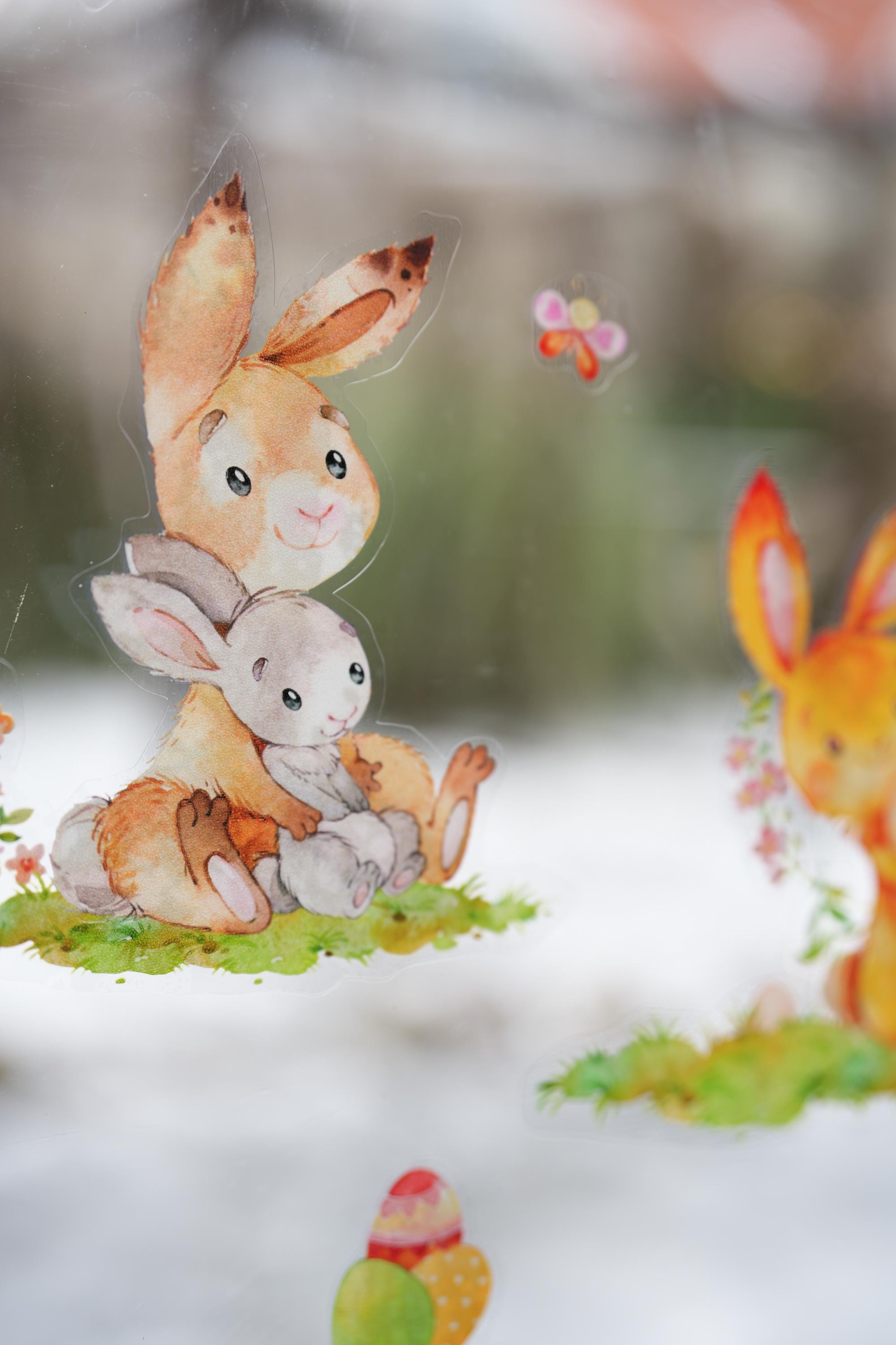 Oster-Fensterbilder Hasen –