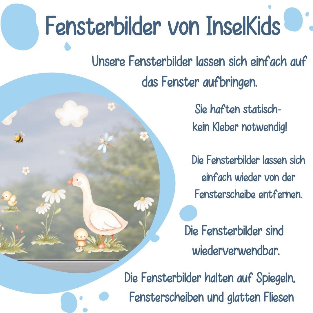 Fensterbild Frühling mit Gans & Küken –