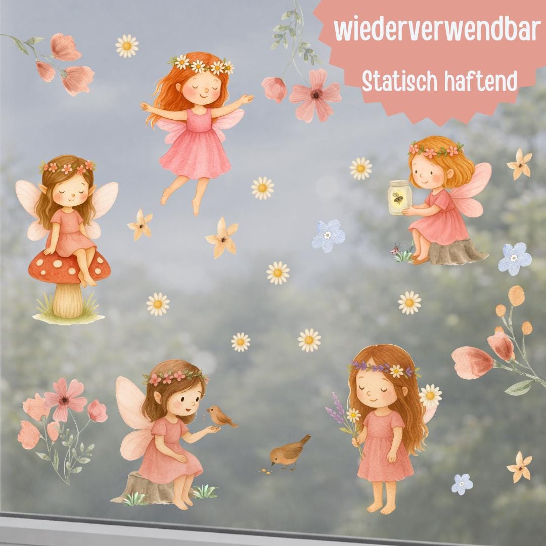 Fensterdeko Frühlingselfen –