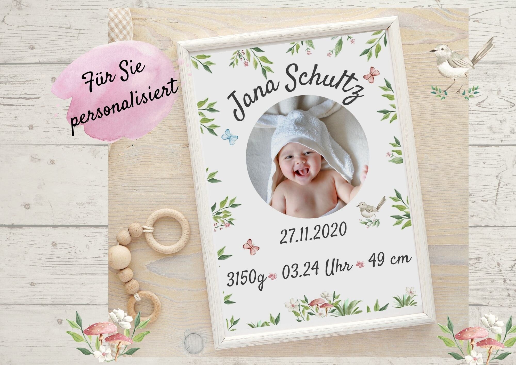 Geburtsanzeige Geburtsposter Geburtsdaten Geschenk zur Geburt Fuchs