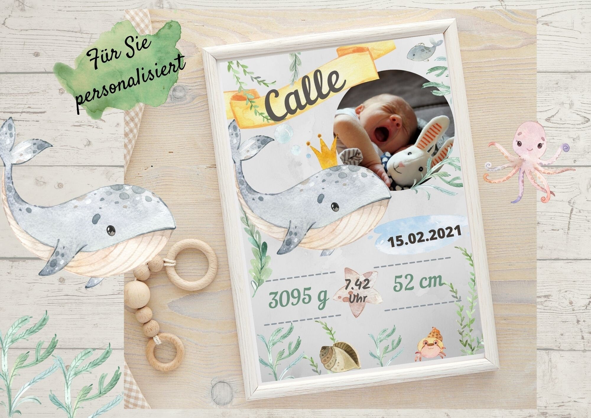 Geburtsanzeige Geburtsposter Geburtsdaten Geschenk zur Geburt