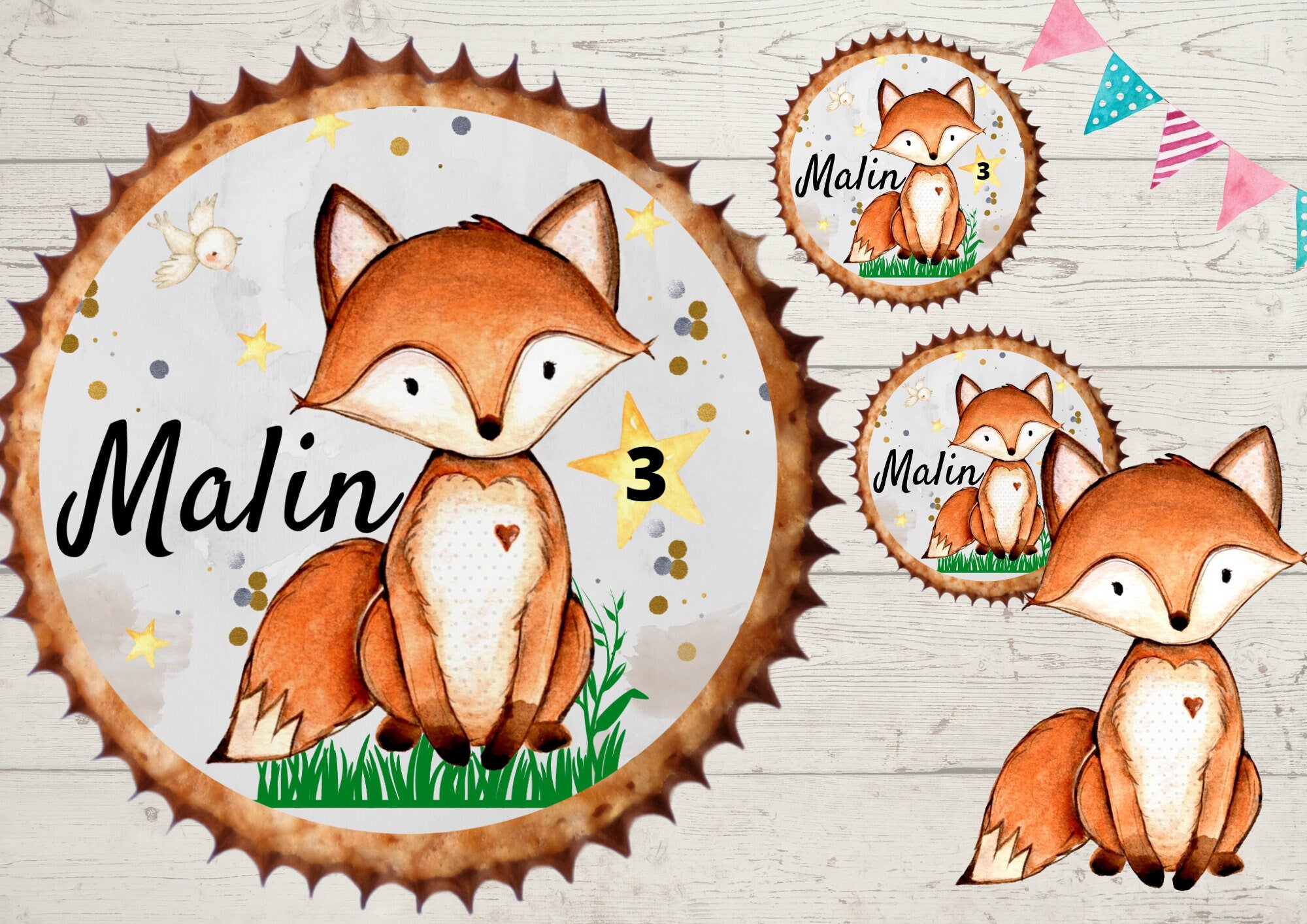 Muffinaufleger Fondant Geburtstag Fuchs