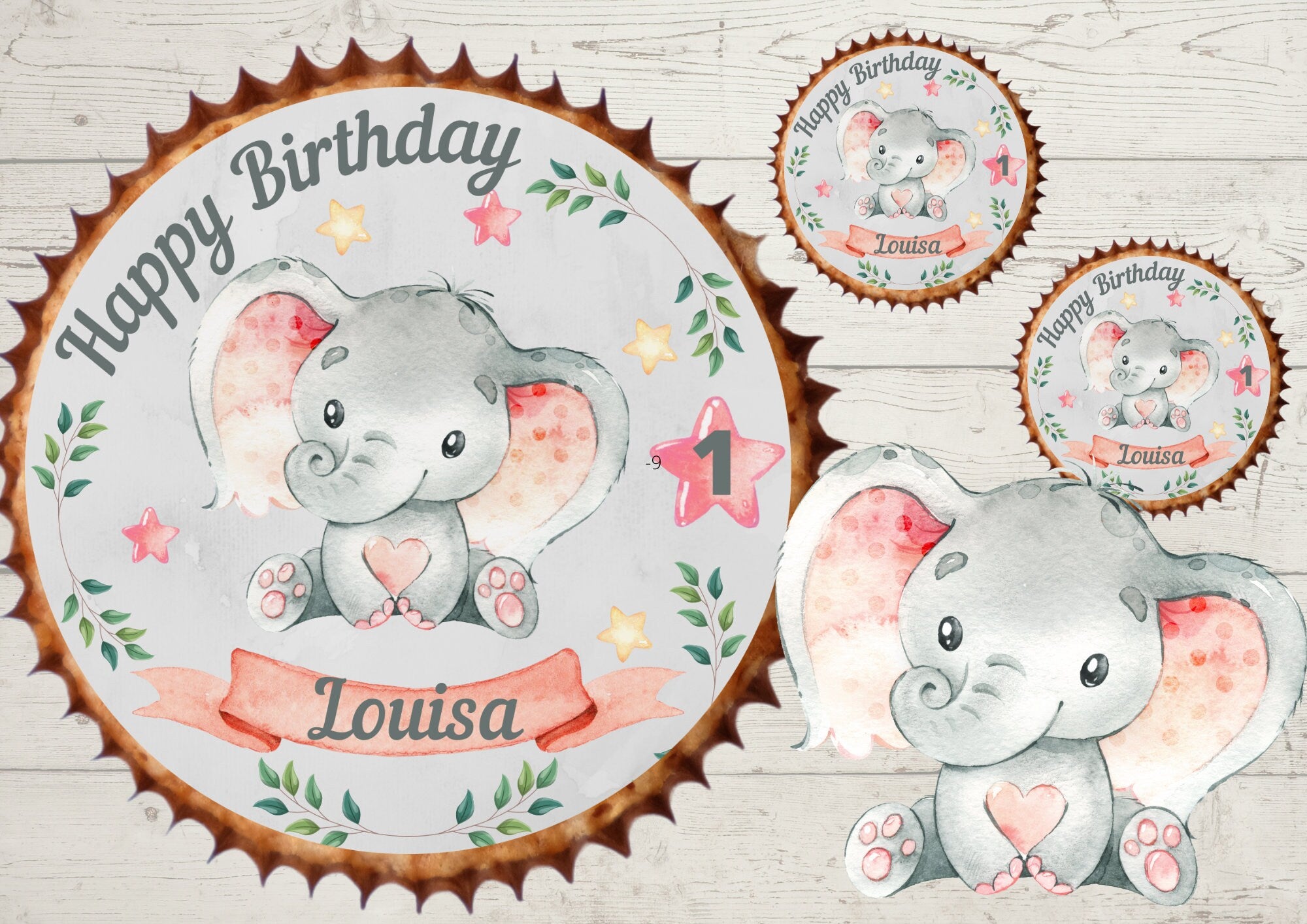 Muffinaufleger Fondant Geburtstag Elefant