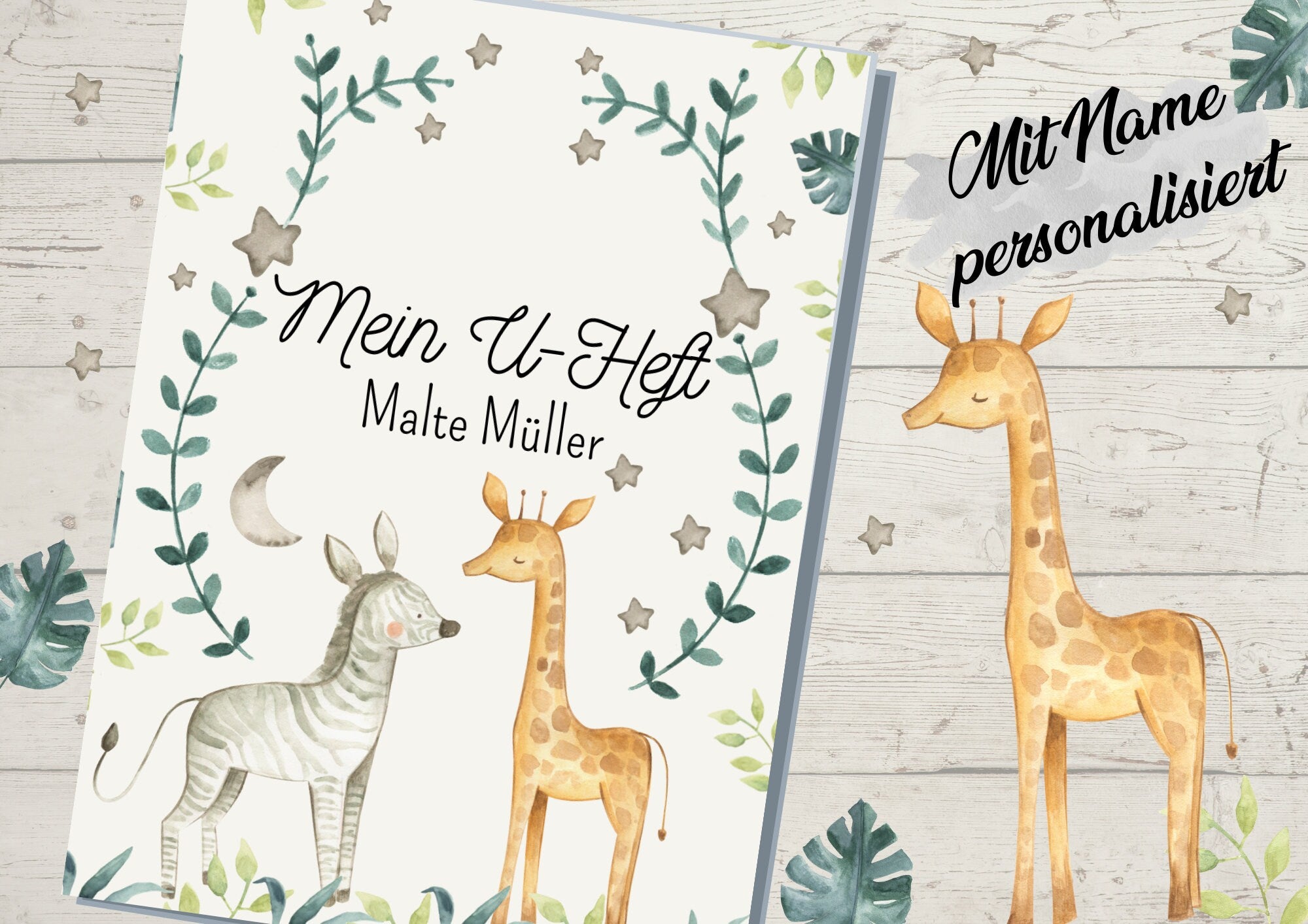 Schutzhülle für U-Heft Elefant Löwe Dschungel