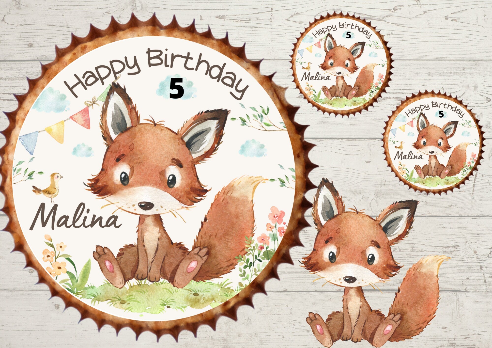 Muffinaufleger Fondant Geburtstag Fuchs Waldtiere