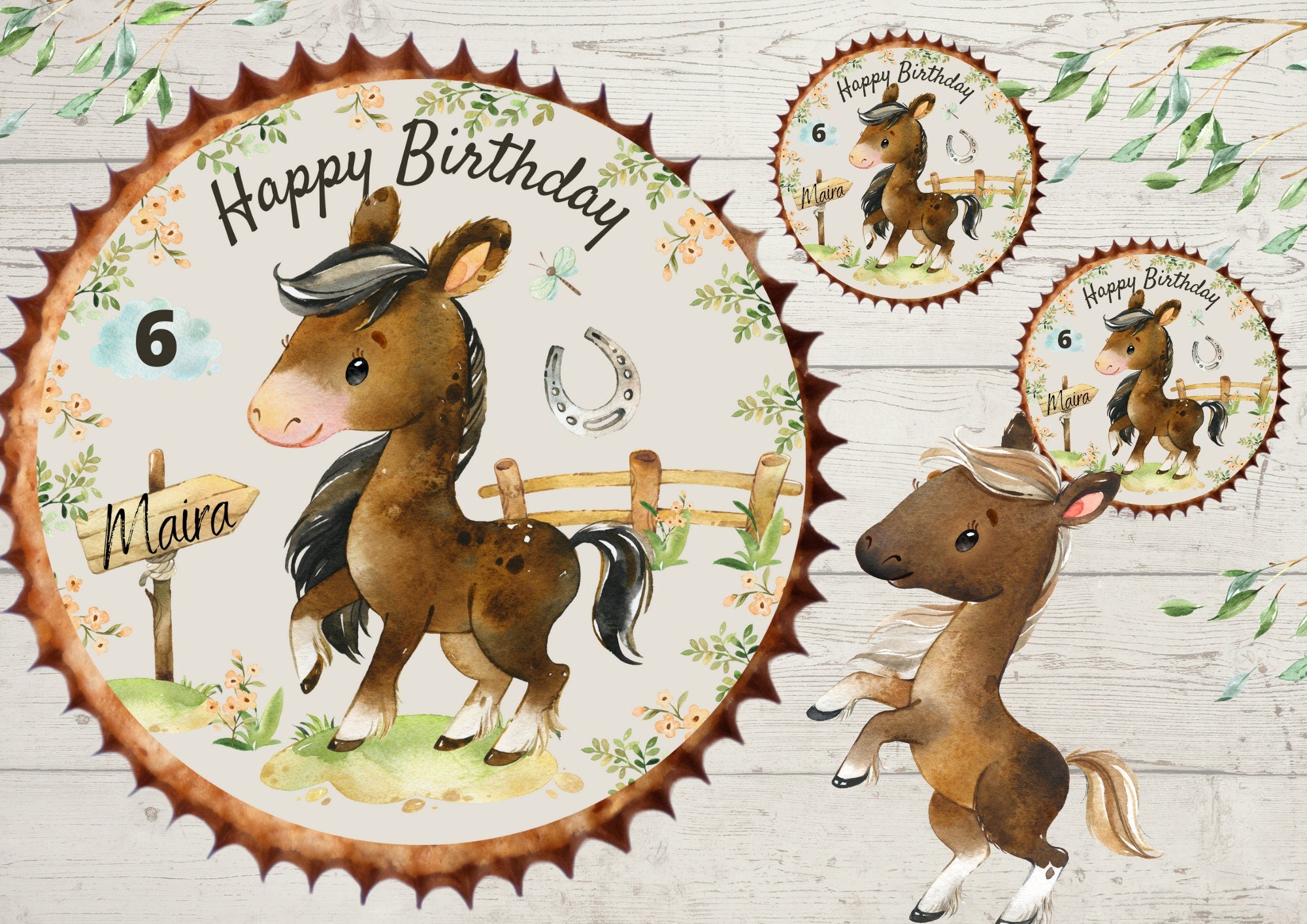 Muffinaufleger Fondant Geburtstag Pferd Pony