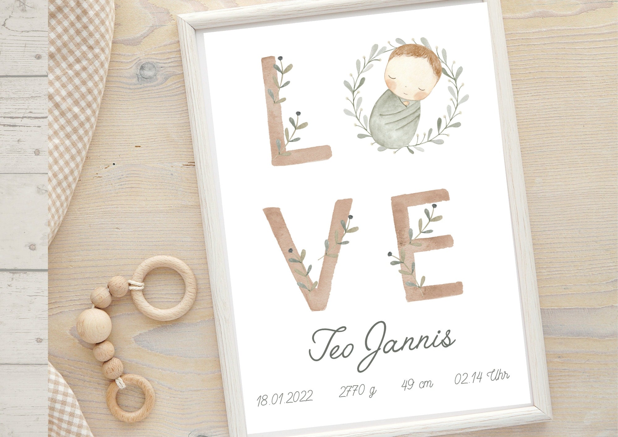 Geburtsanzeige Geburtsposter Geburtsdaten Geschenk zur Geburt Baby Ethno