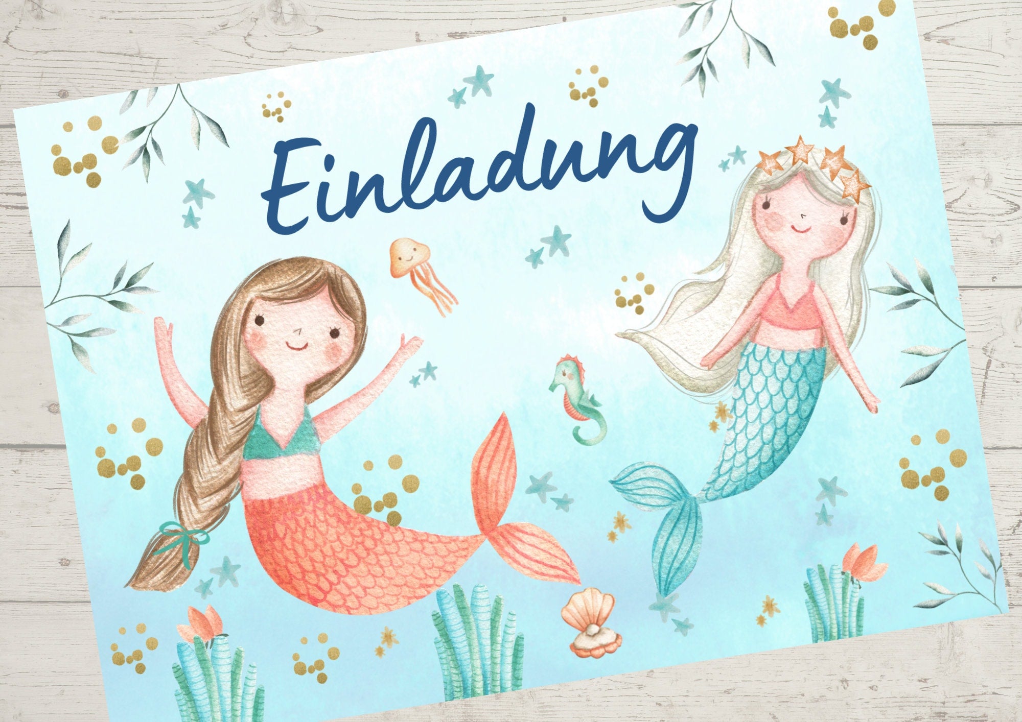 8 Einladungskarten für den geburtstag Meerjungfrau