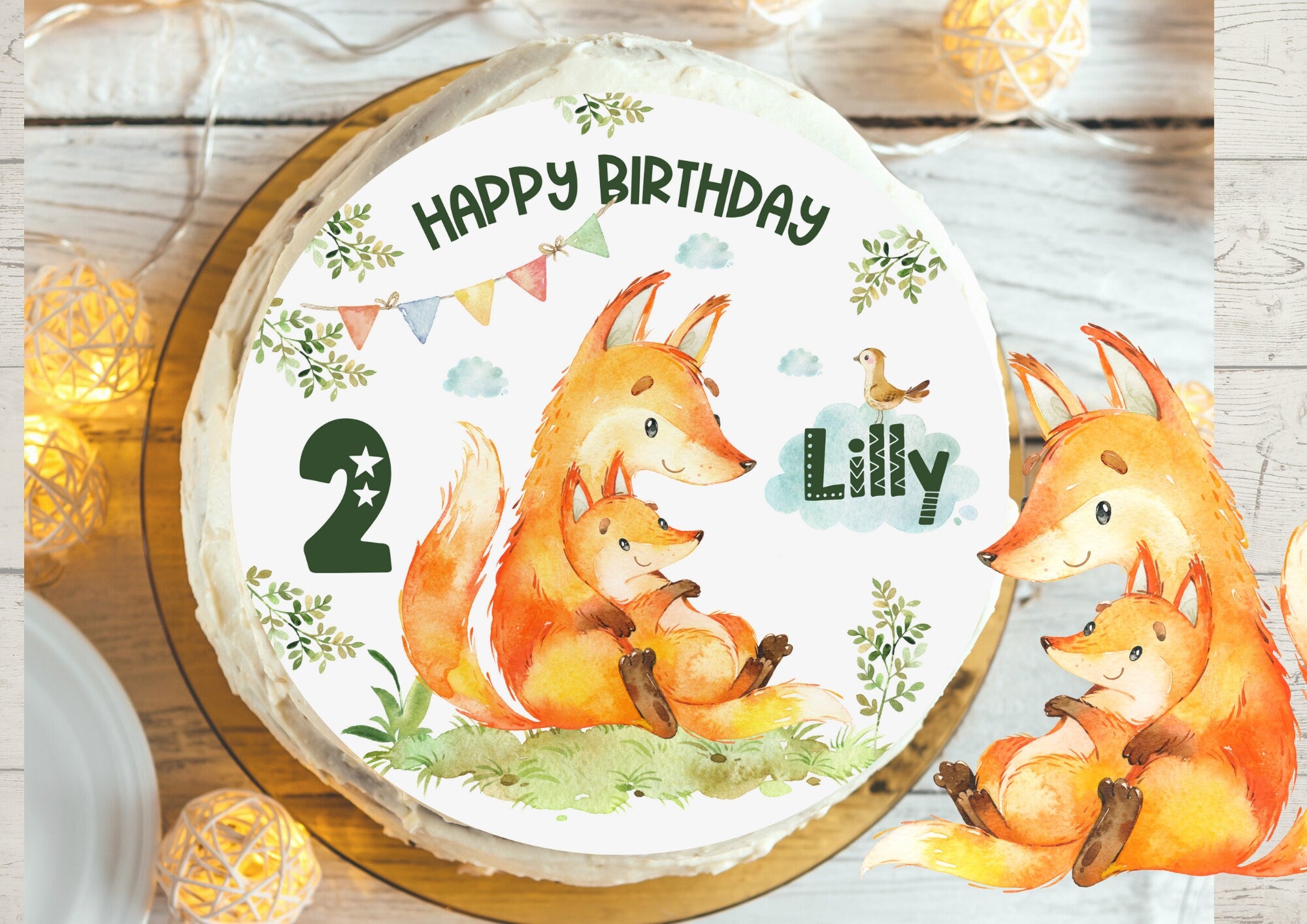 Tortenaufleger Fondant Geburtstag Fuchs Waldtiere