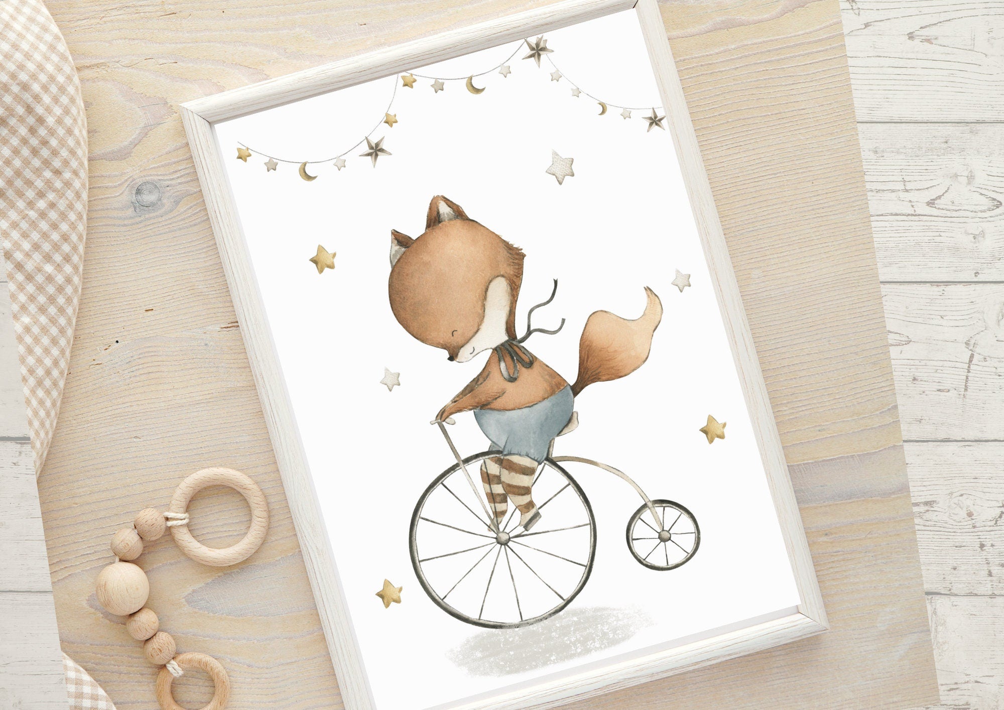 Kunstdruck für das zimmer Babyzimmer Wandbilder Wanddeko Poster Druck Zirkus Magie Fuchs Elefant Magic Waldtiere