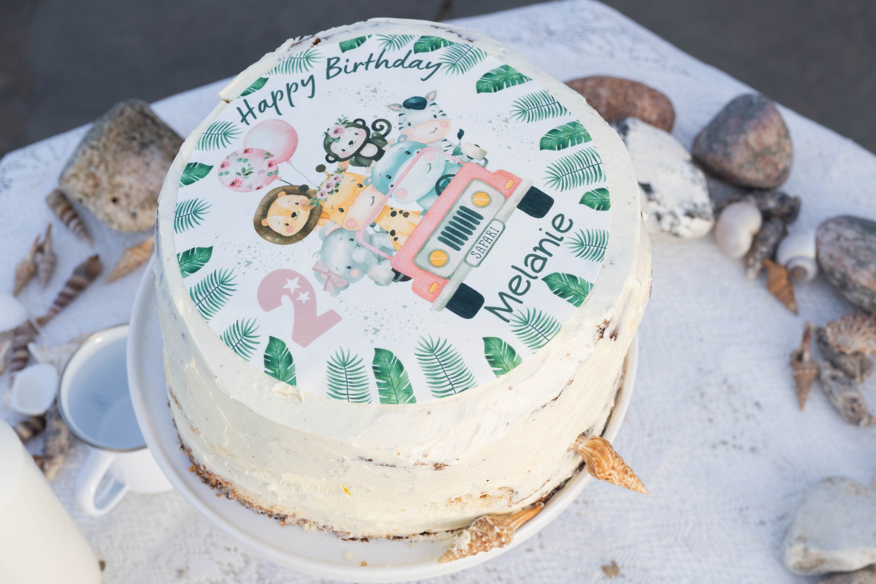 Tortenaufleger Fondant Geburtstag Löwe Elefant Dschungel Safari Safaritiere Wild One