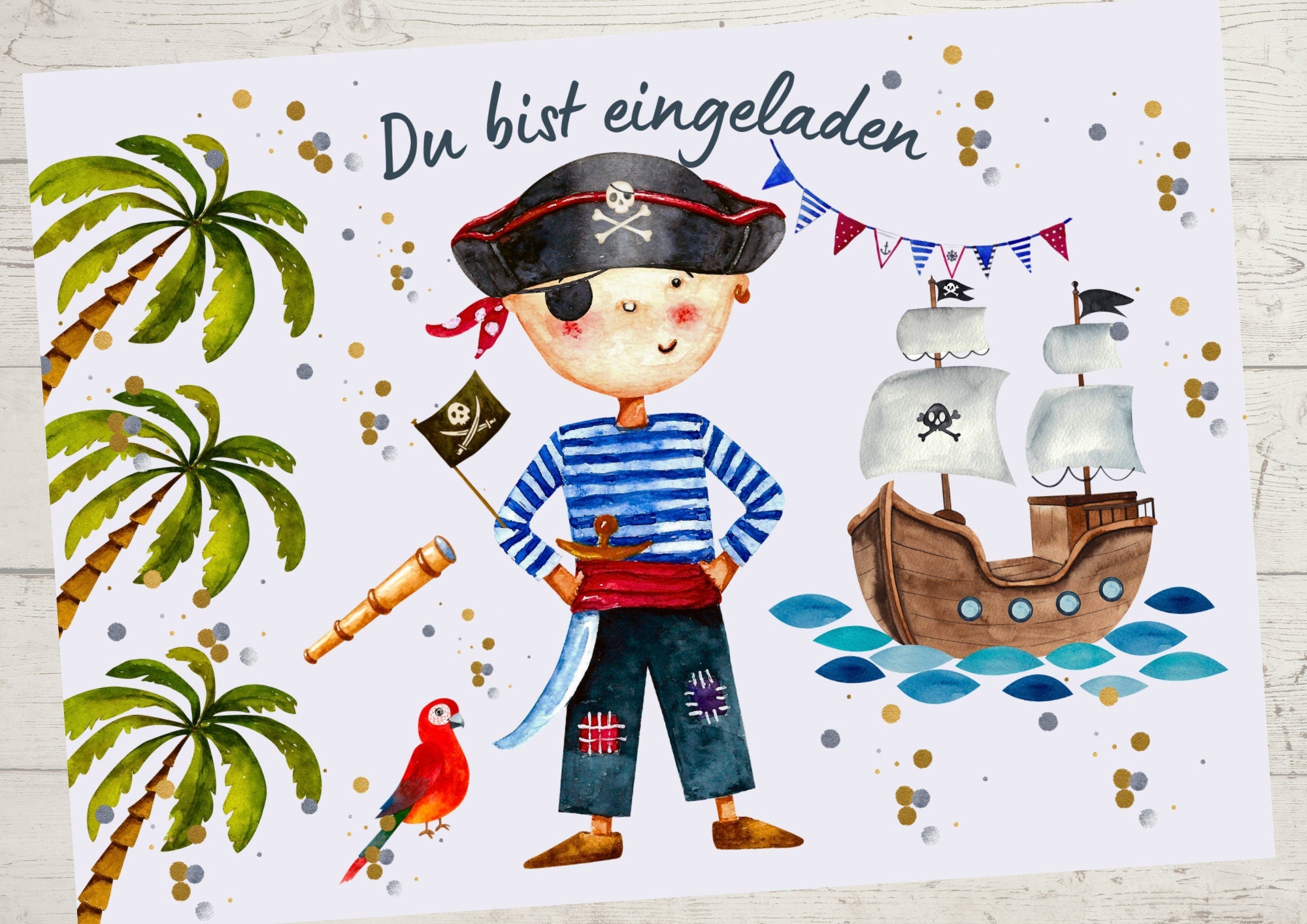 8 Einladungskarten für den geburtstag Drache Pirat Piratenschiff Piratenparty Geburtstag Seeräuber
