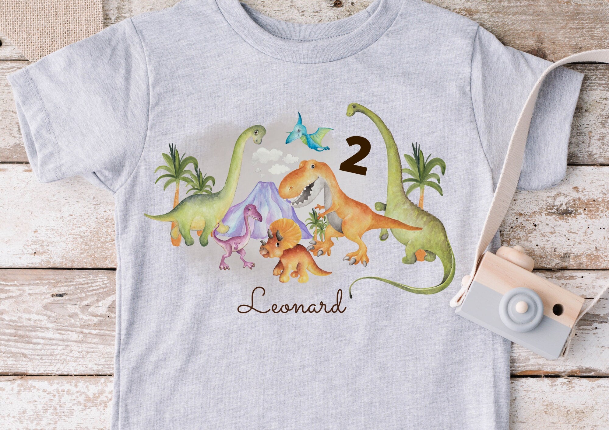 Bügelbild mit Wunschname und Alter personalisiert Fuchs Geburtstagsshirt Dinosaurier Dino T-Rex
