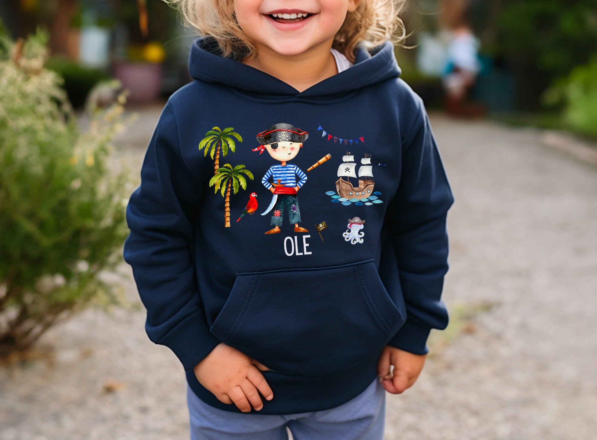 Hoodie personalisiert pullover Pulli Kapuzenpulli Pirat Seeräuber Piratenschiff Maritim Meer