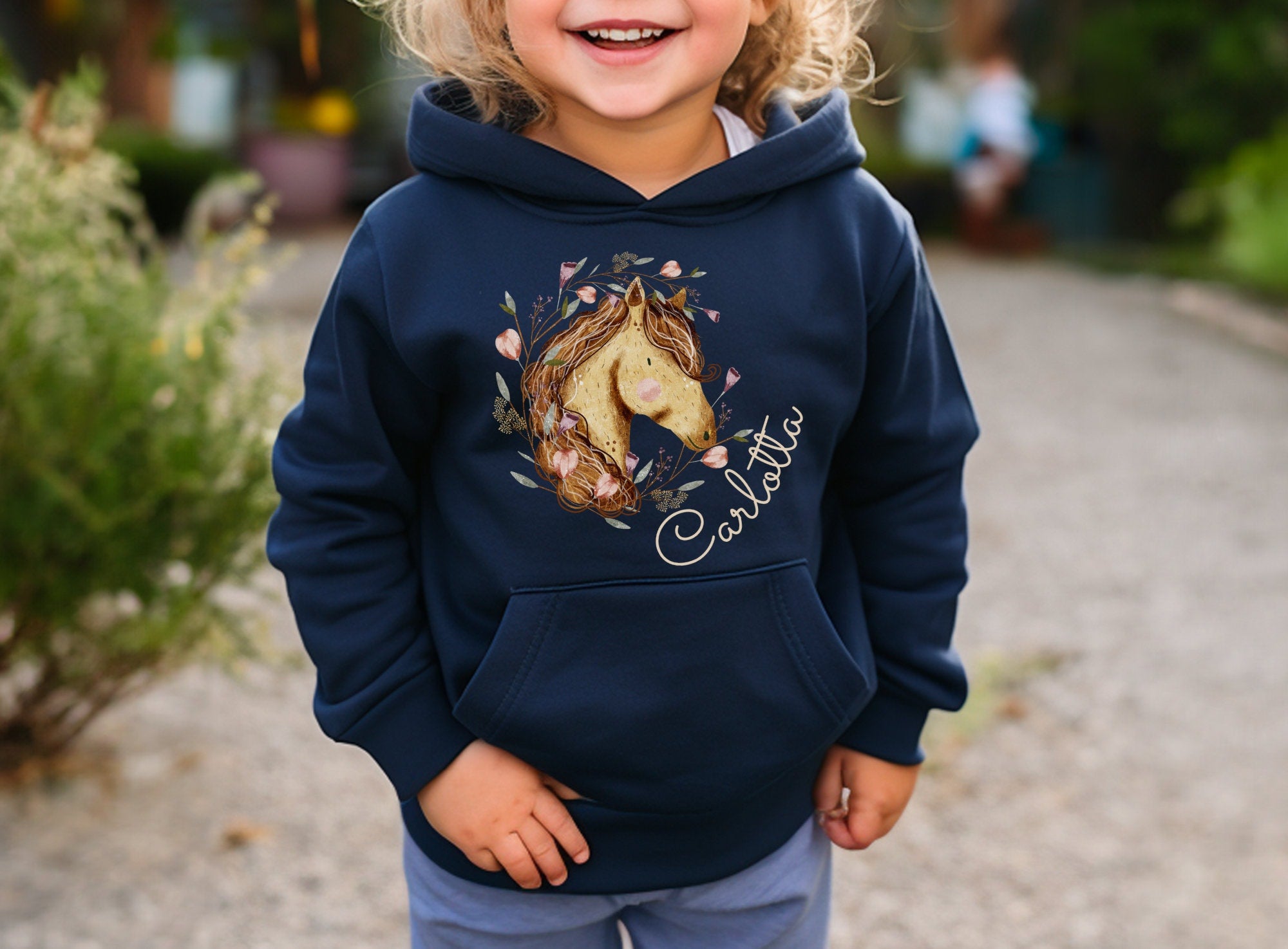 Hoodie personalisiert pullover Pulli Kapuzenpulli Pferd Reiterin Reiten Pferde Pony