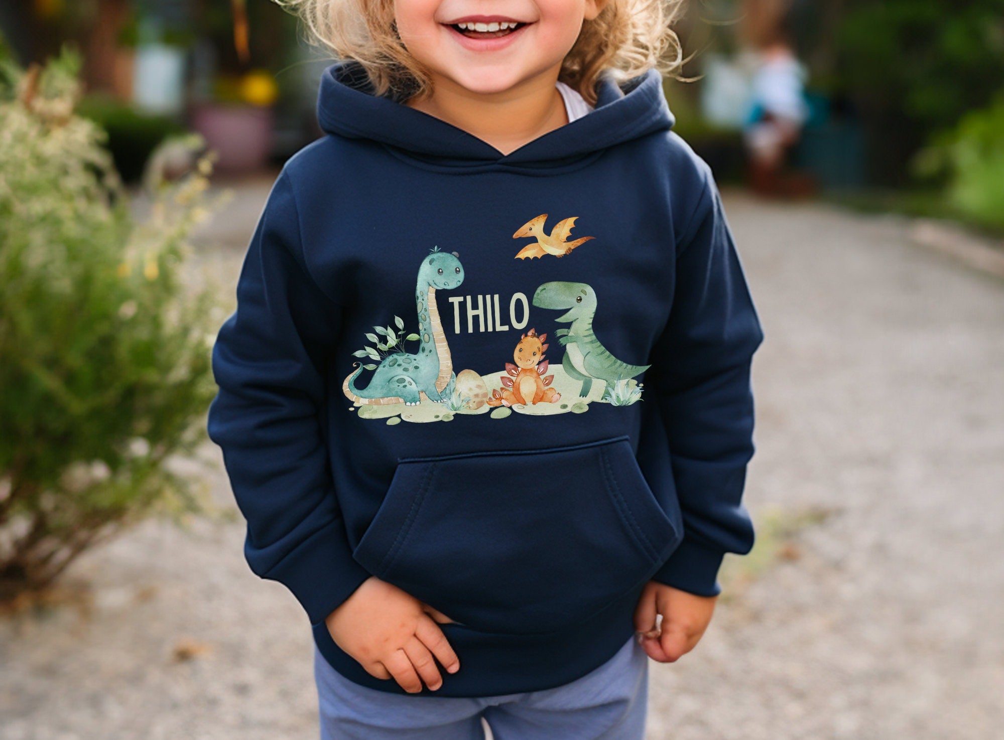 Hoodie personalisiert pullover Pulli Kapuzenpulli Dinosaurier Dino T-Rex