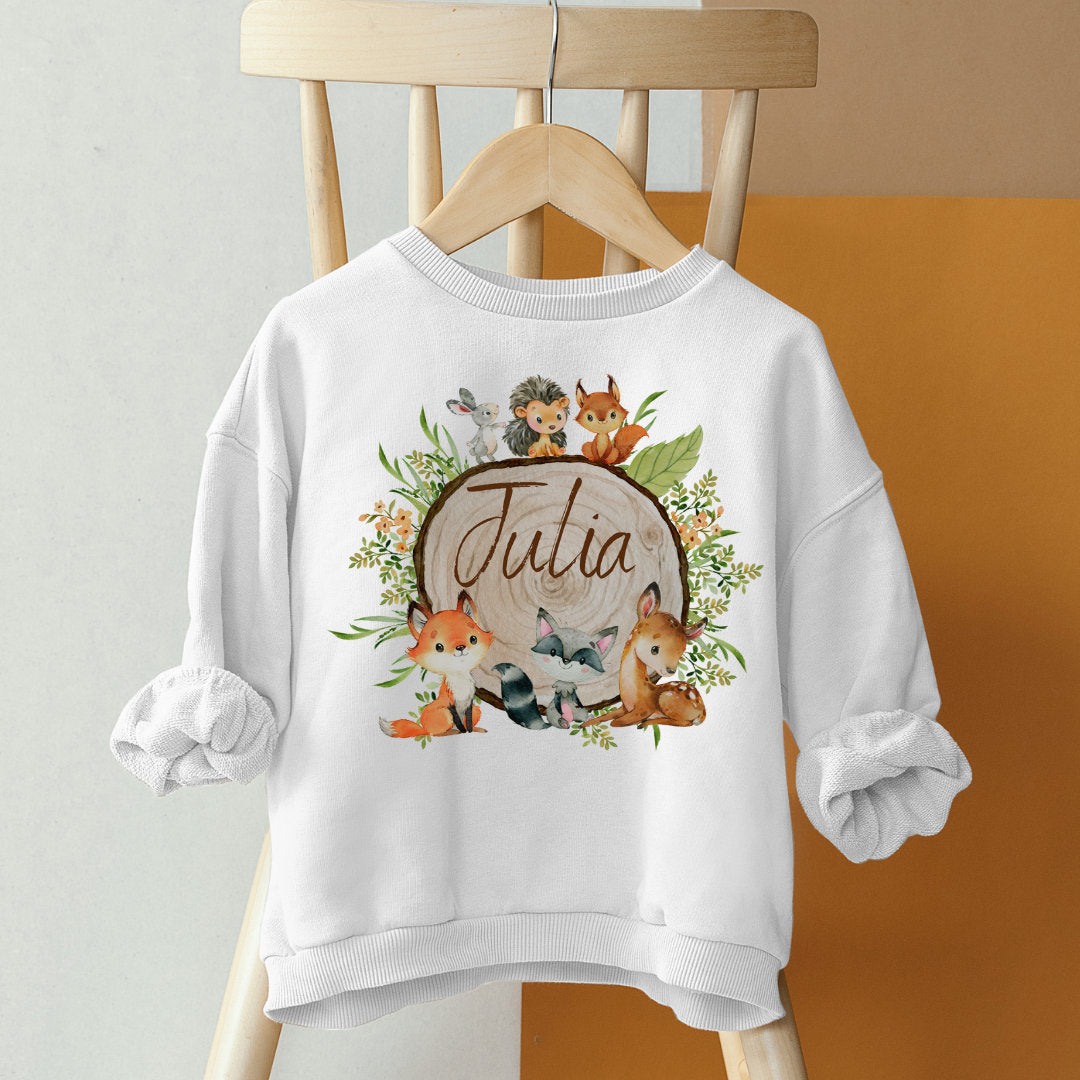 Pullover Sweatshirt Sweater personalisiert Kinderpullover Babypullover Pulli Waldtiere Bär Teddy Fuchs