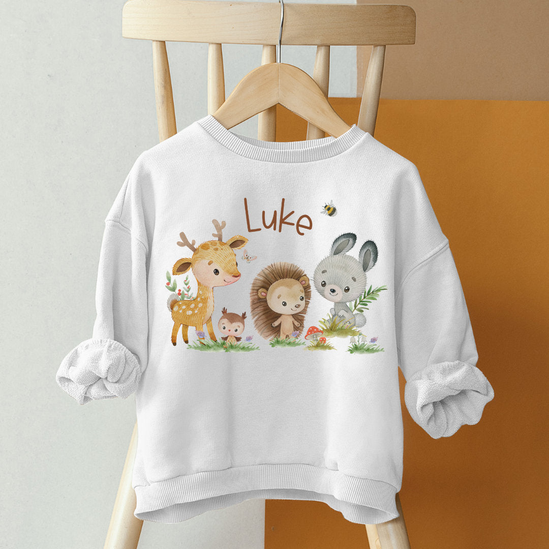 Pullover Sweatshirt Sweater personalisiert Kinderpullover Babypullover Pulli Waldtiere Fuchs Hase