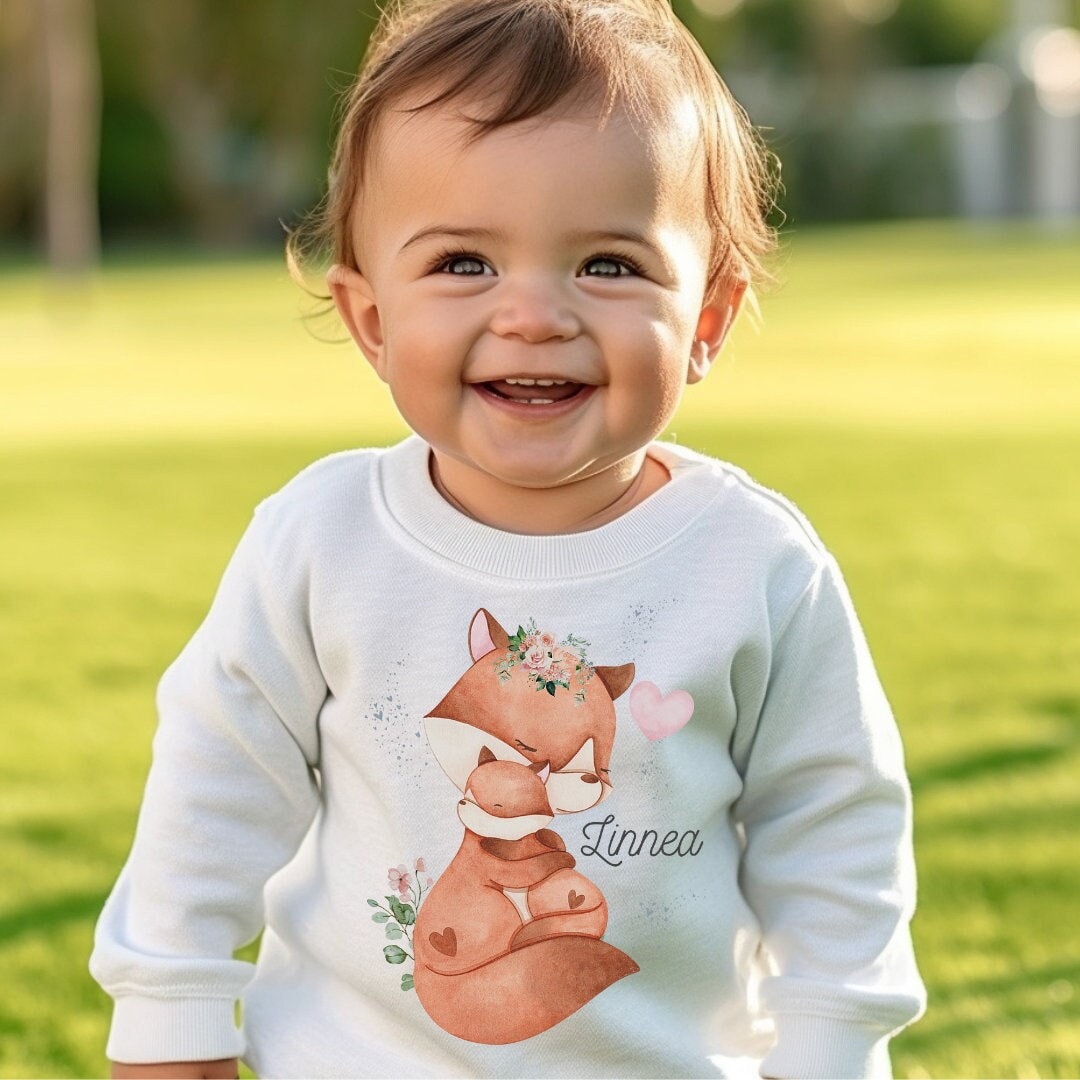 Pullover Sweatshirt Sweater personalisiert Kinderpullover Babypullover Fuchs Mama und Baby