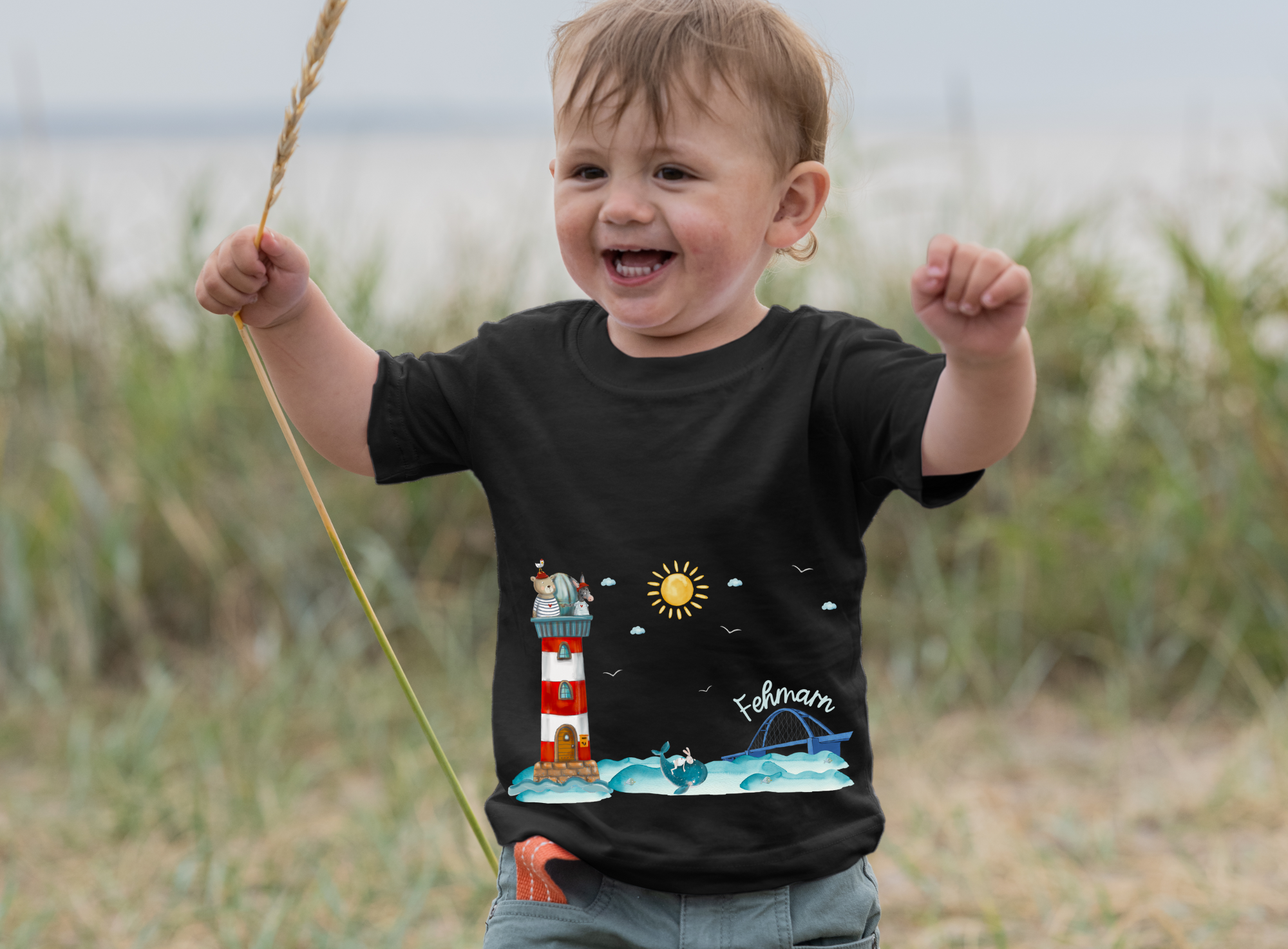 Fehmarn T-Shirt Leuchtturm, Fehmarn-Sund-Brücke, Urlaubserinnerung