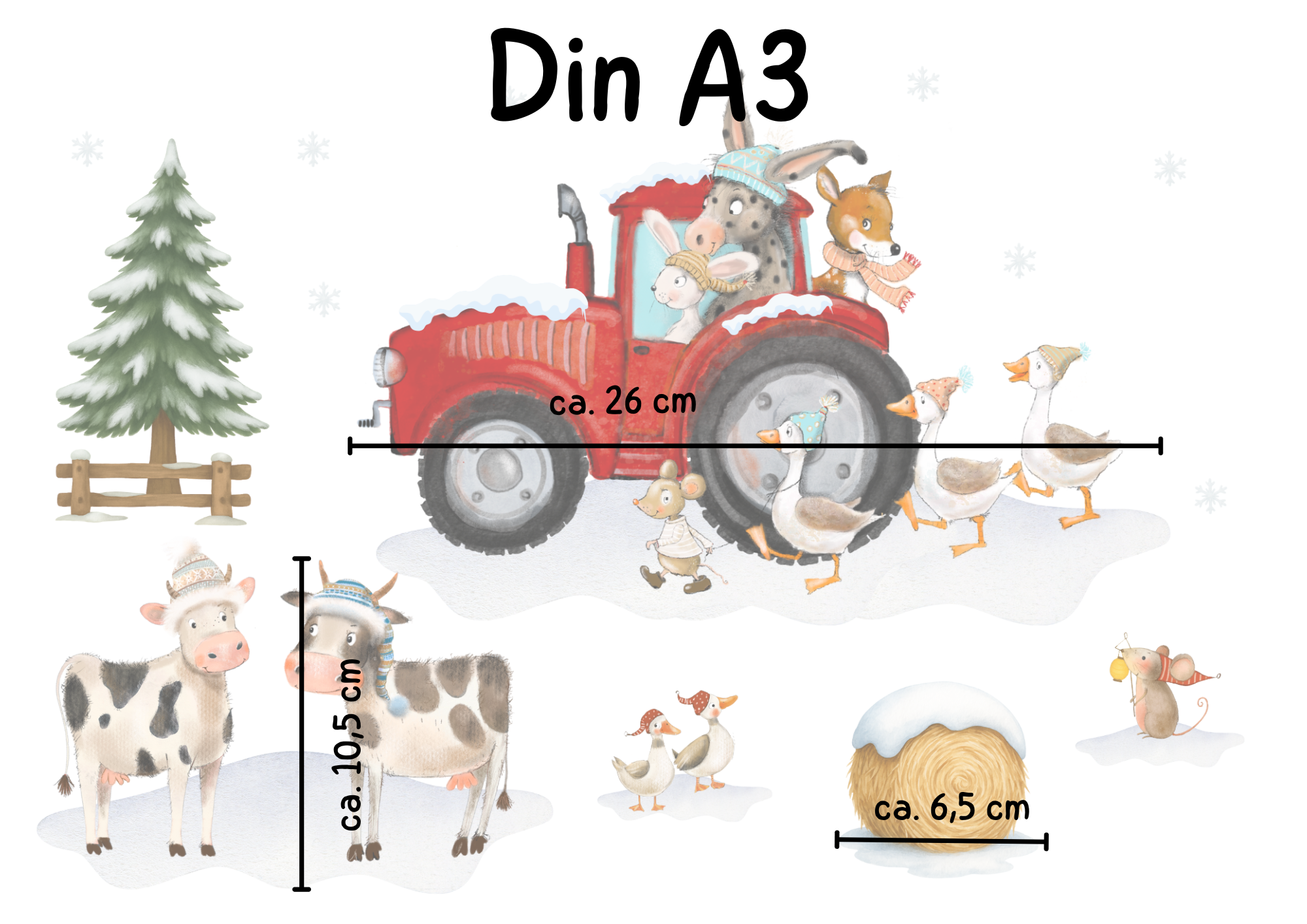 Fensterbild Traktor im Winter