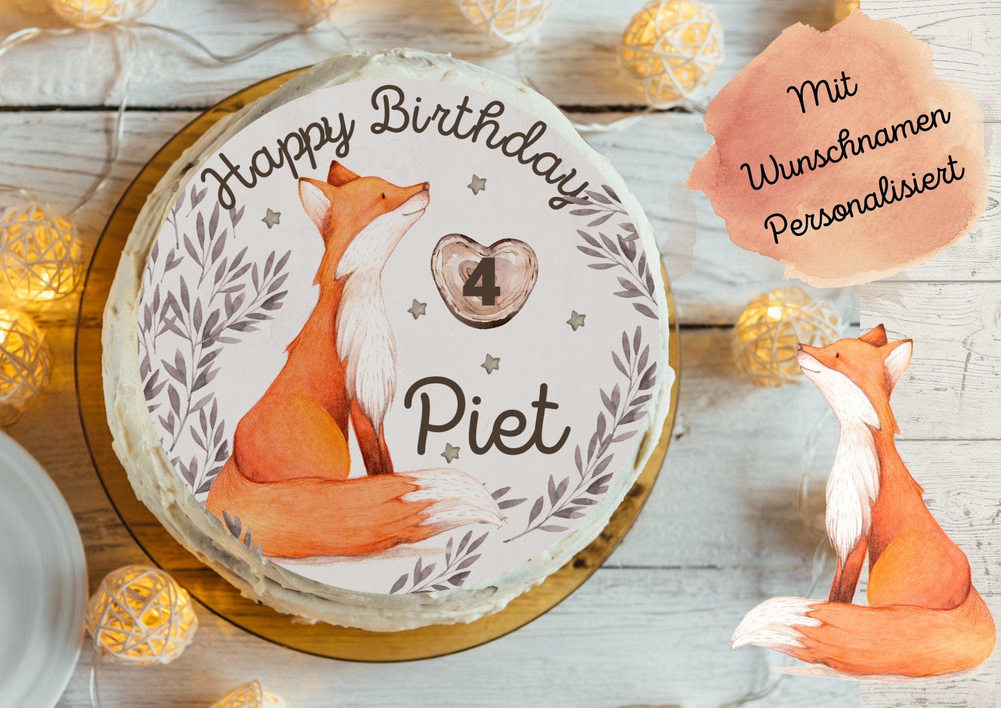 Tortenaufleger Fondant Geburtstag Fuchs – Party Decor