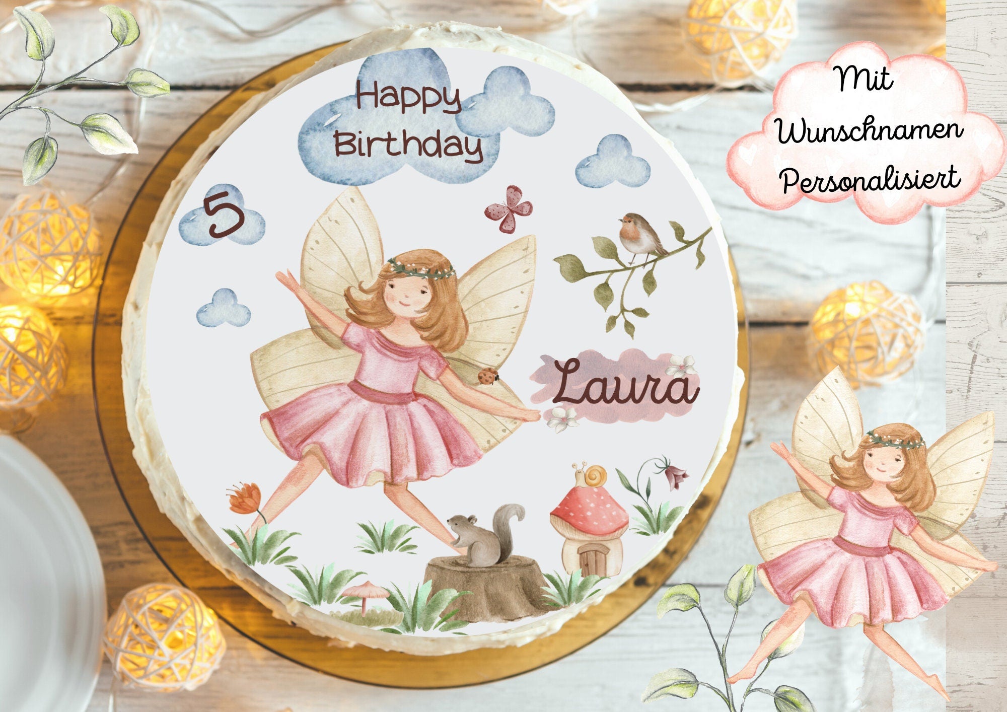Tortenaufleger Fondant Geburtstag Fee Elfe – Party Decor