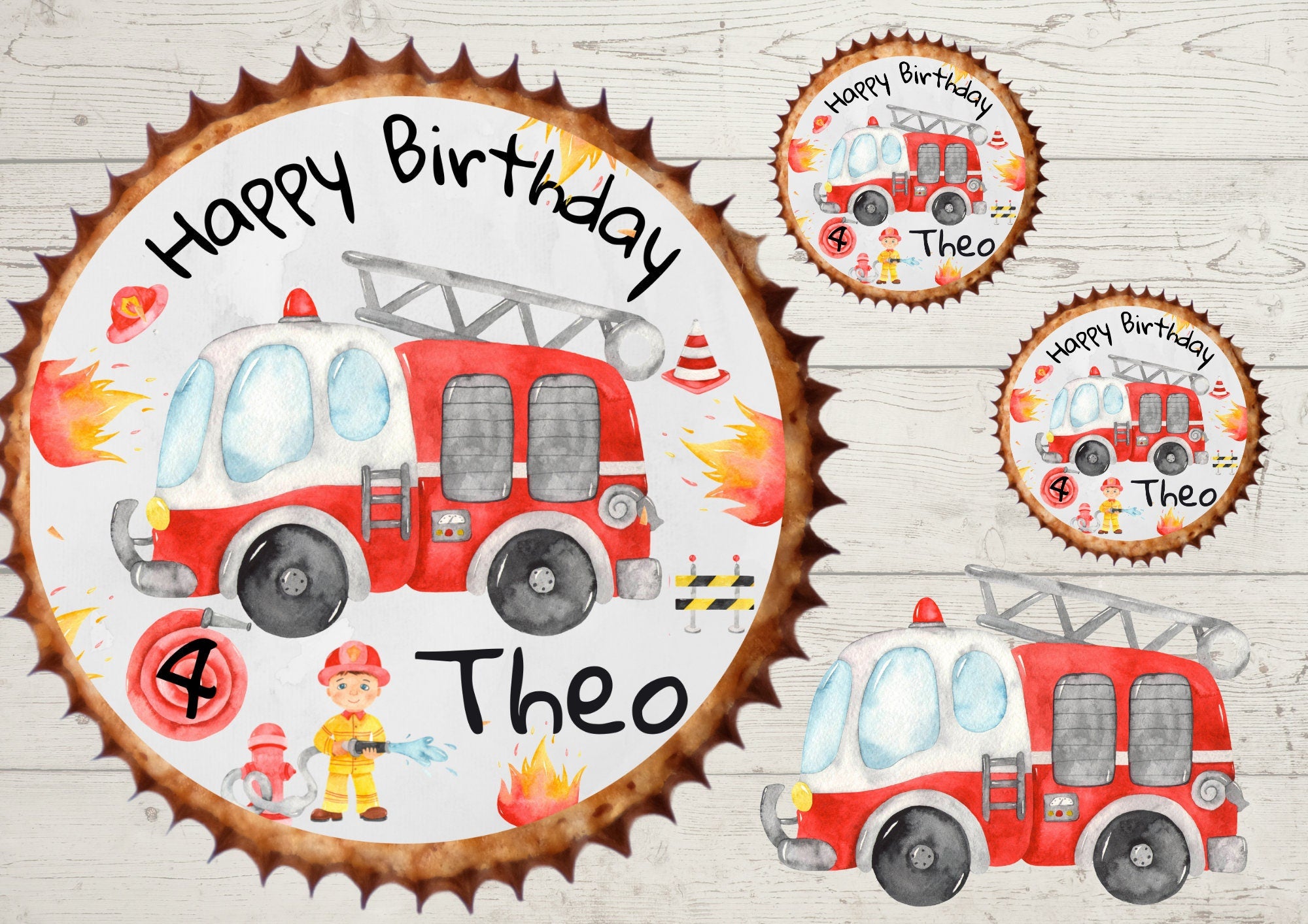Muffinaufleger Fondant Geburtstag Feuerwehr