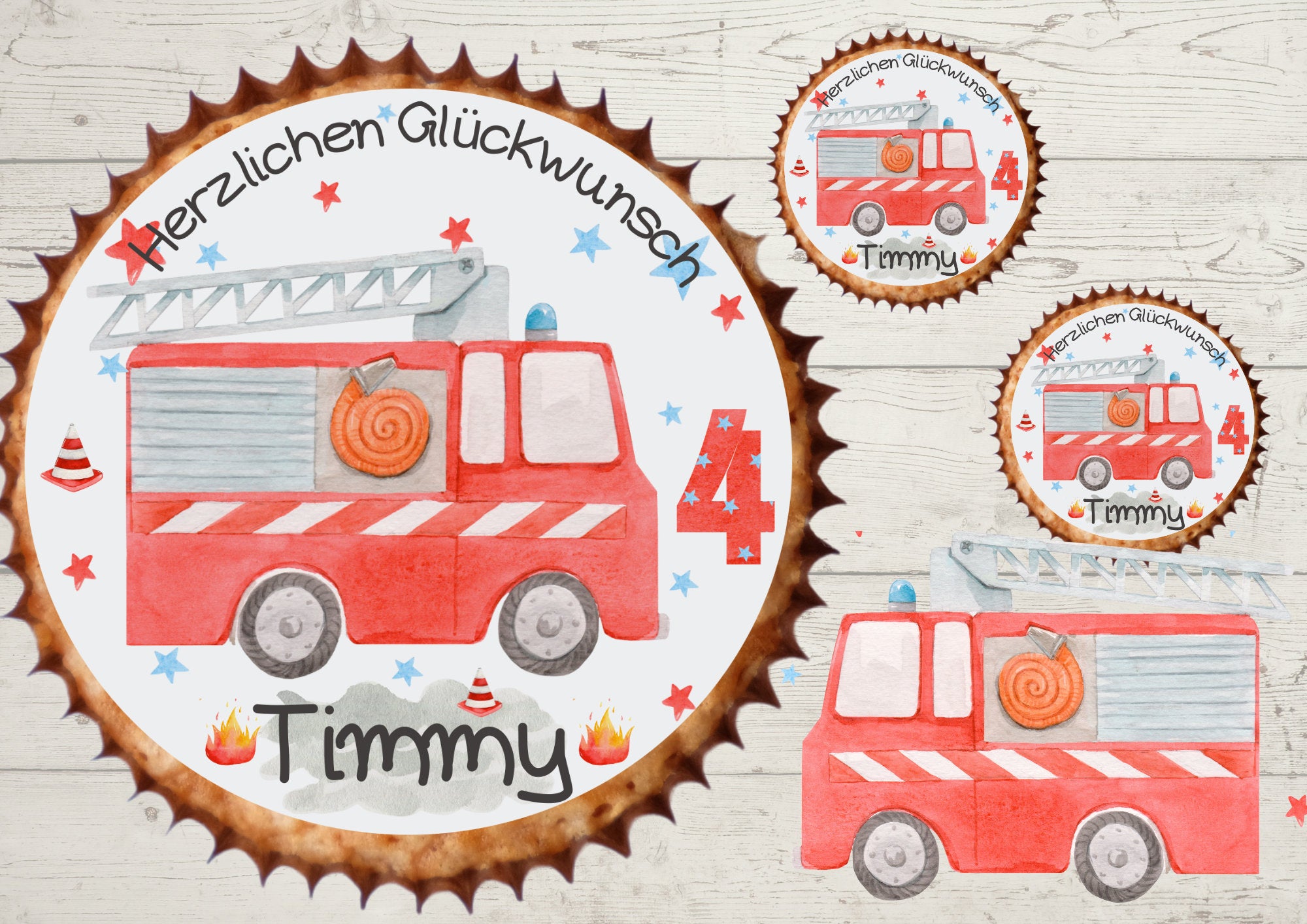 Muffinaufleger Fondant Geburtstag Feuerwehr