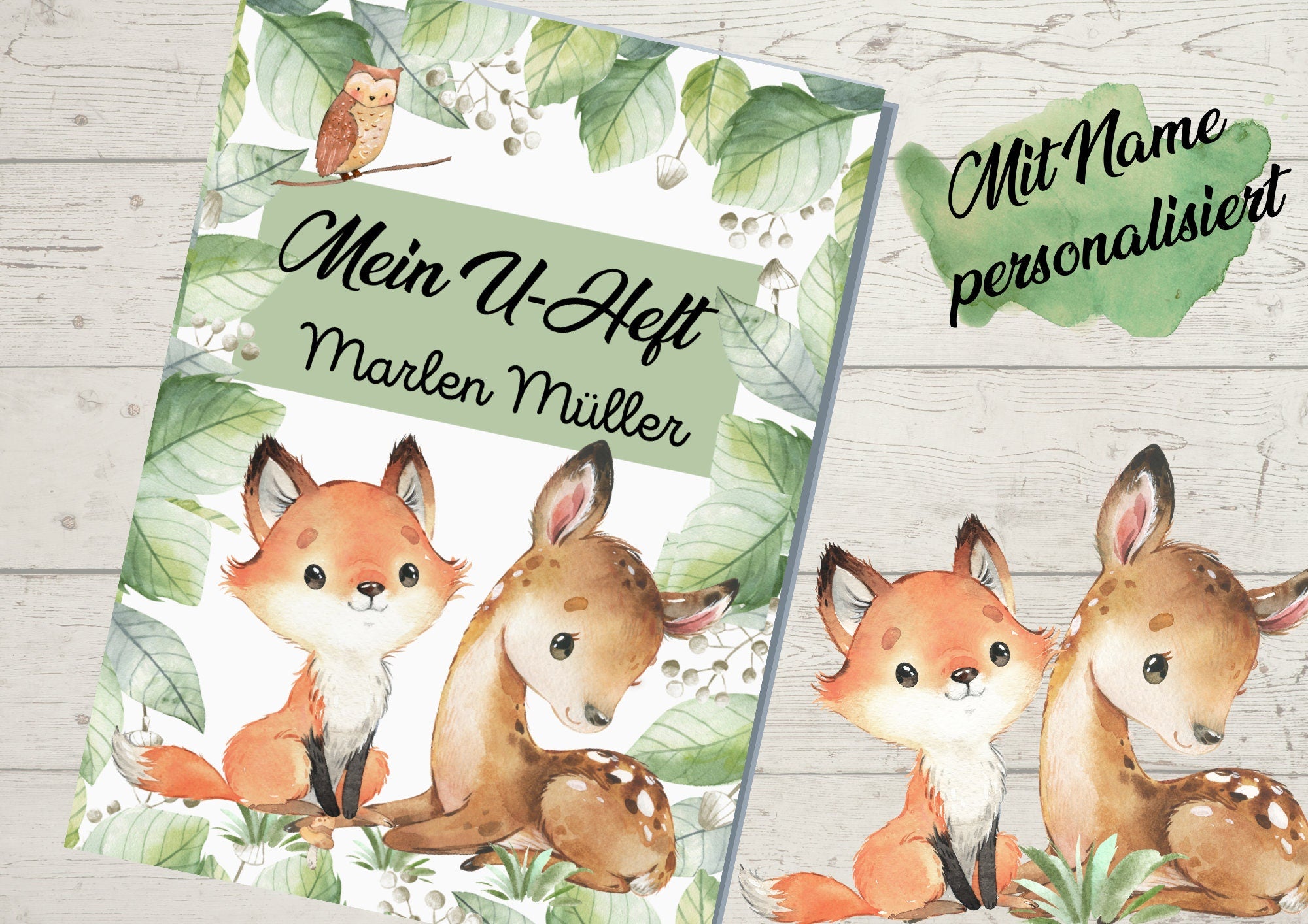 Schutzhülle für U-Heft Fuchs Waldtiere Reh Eule – Children's Photo Props