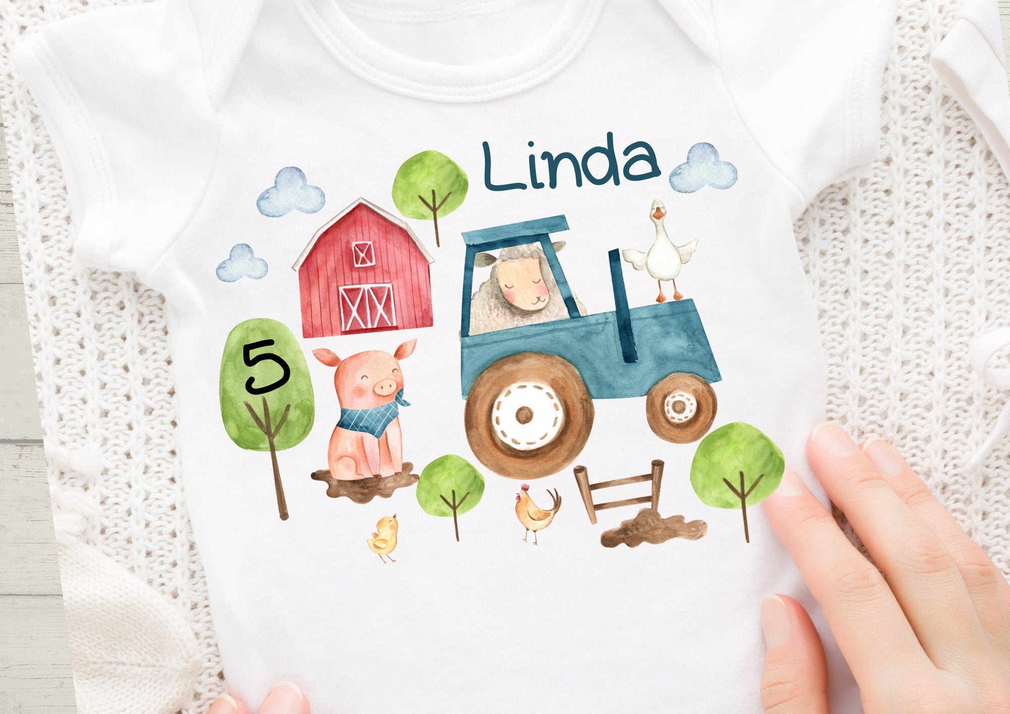 Bügelbild mit Wunschname und Alter personalisiert Traktor Trecker Bauernhof – Appliques & Patches
