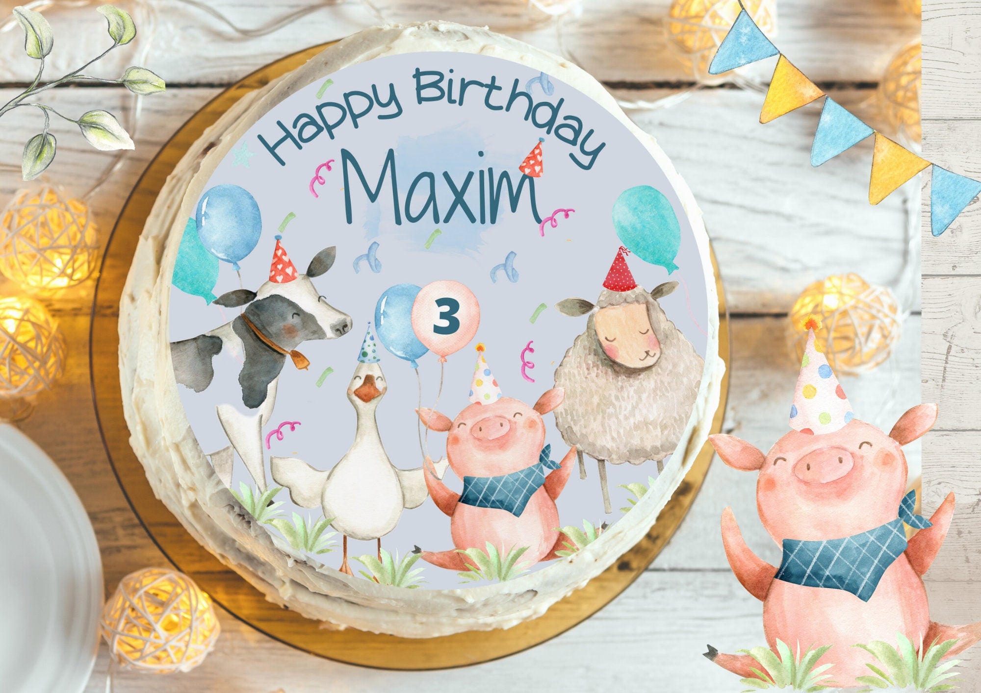 Tortenaufleger Fondant Geburtstag Bauernhof Tiere – Party Decor