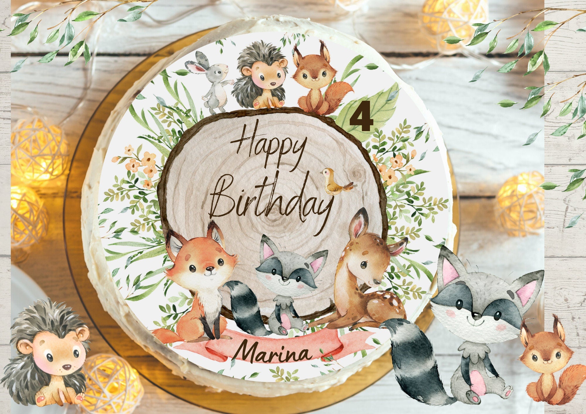 Tortenaufleger Fondant Geburtstag Fuchs Waldtiere – Party Decor
