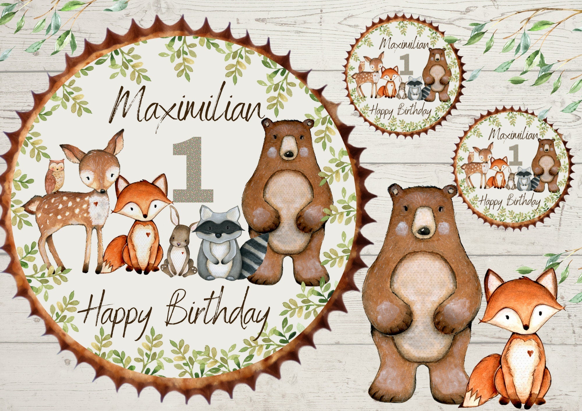 Muffinaufleger Fondant Geburtstag Fuchs – Party Decor