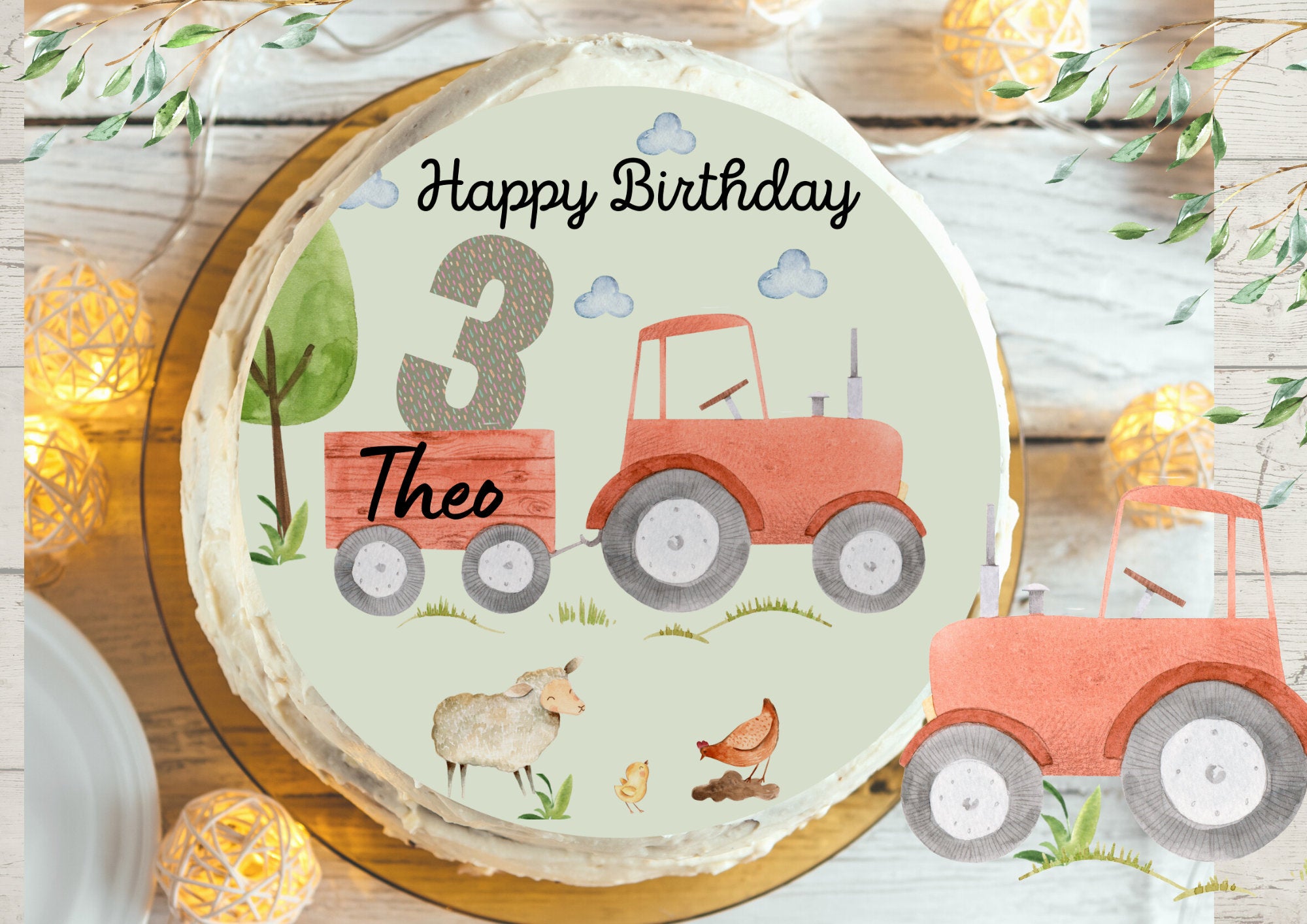 Tortenaufleger Fondant Geburtstag Traktor Trecker Bauernhof – Party Decor