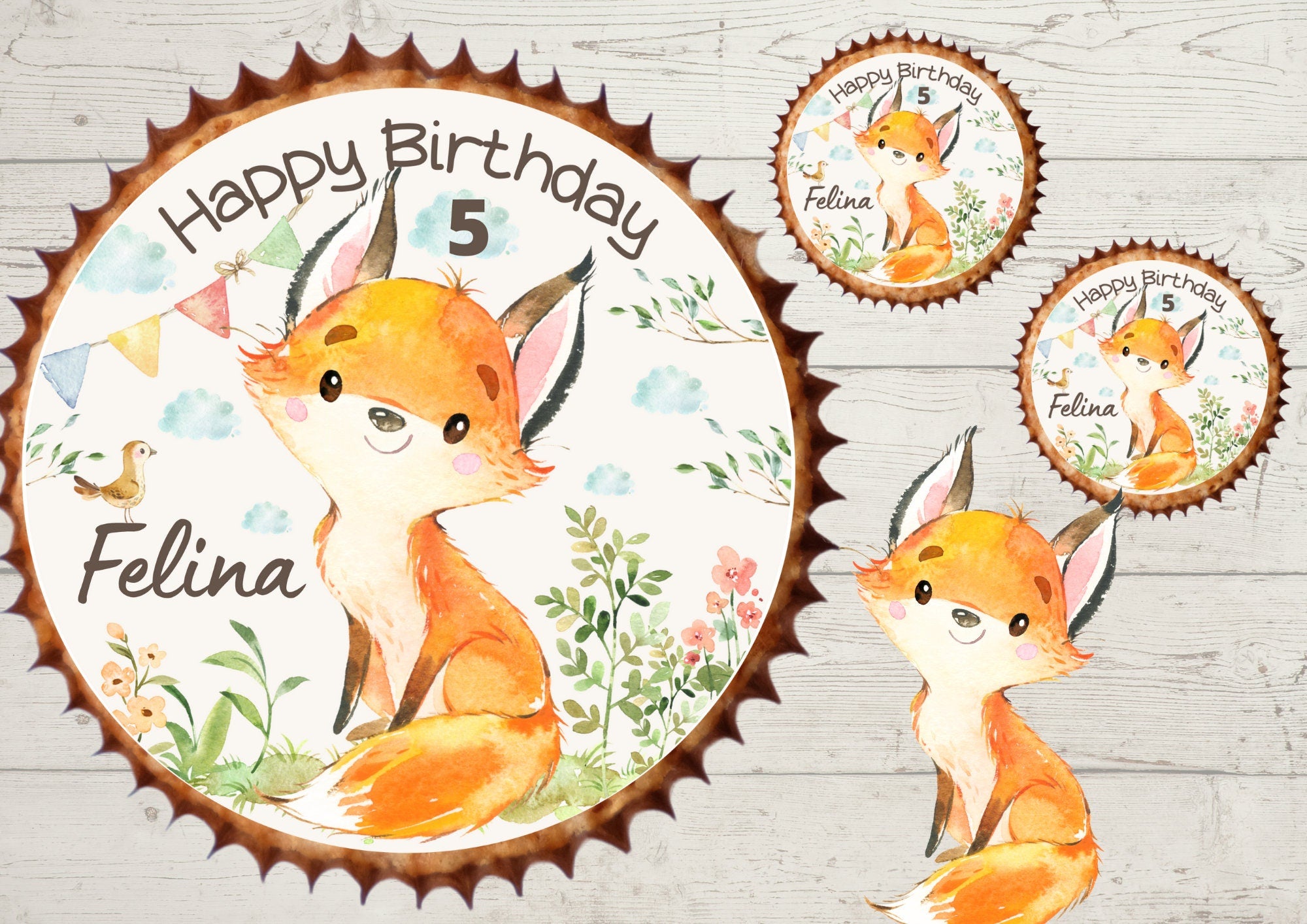 Muffinaufleger Fondant Geburtstag Fuchs Waldtiere